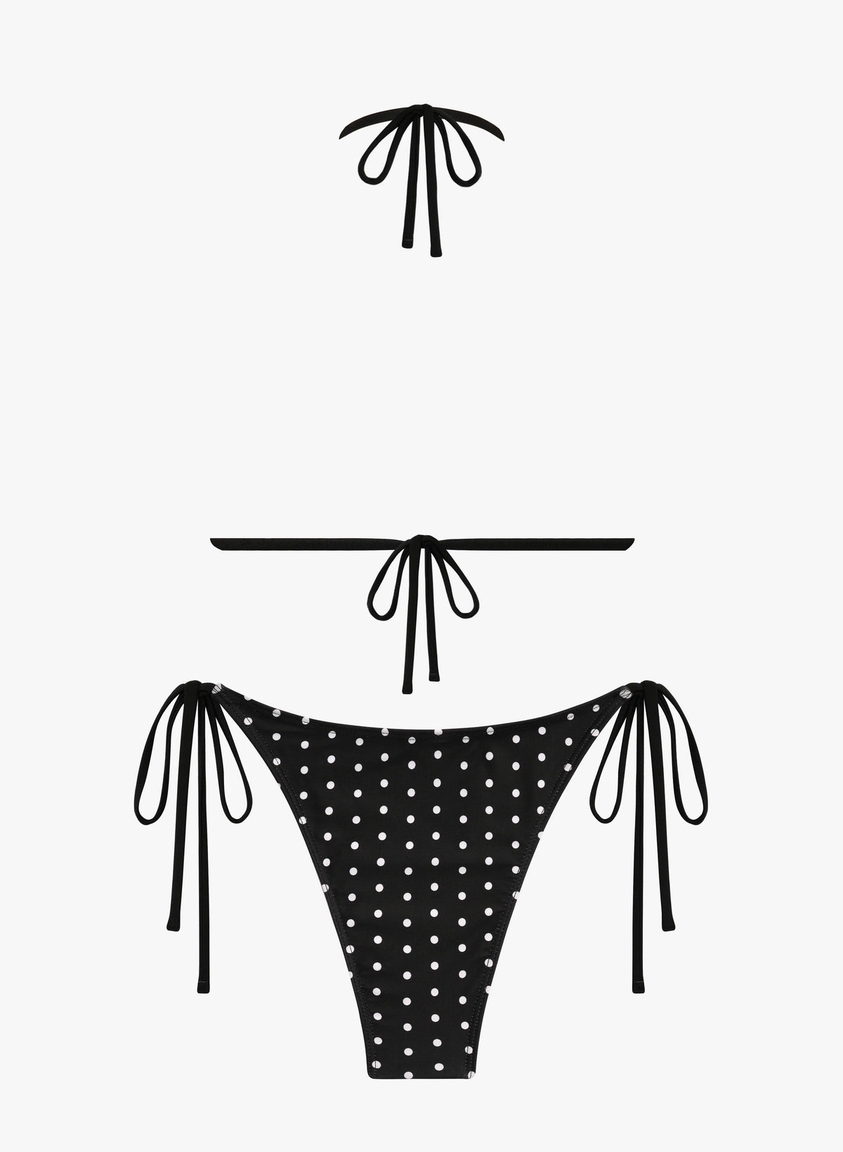 Capri White Polka Dot Tie Side Triangle Bikini Set