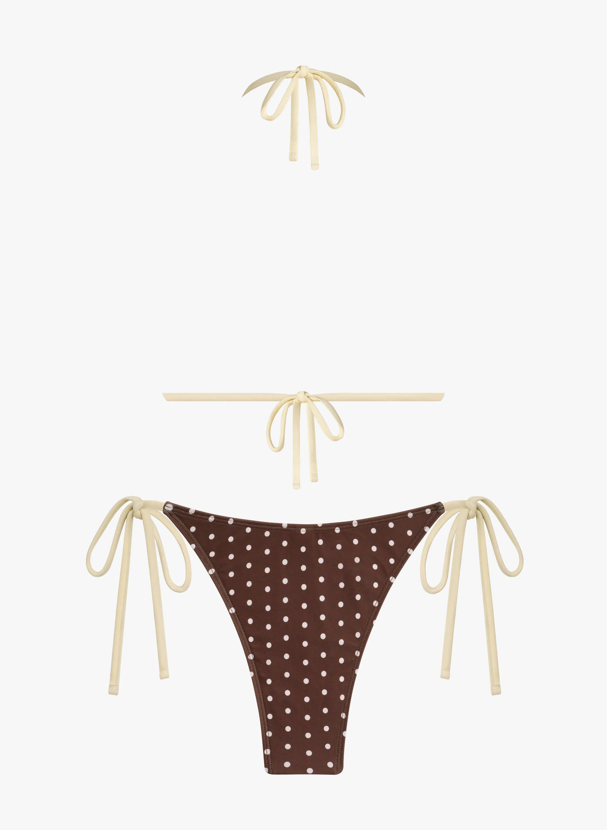 Clara Polka Dot Halter Bikini Set - Chocolate Cream