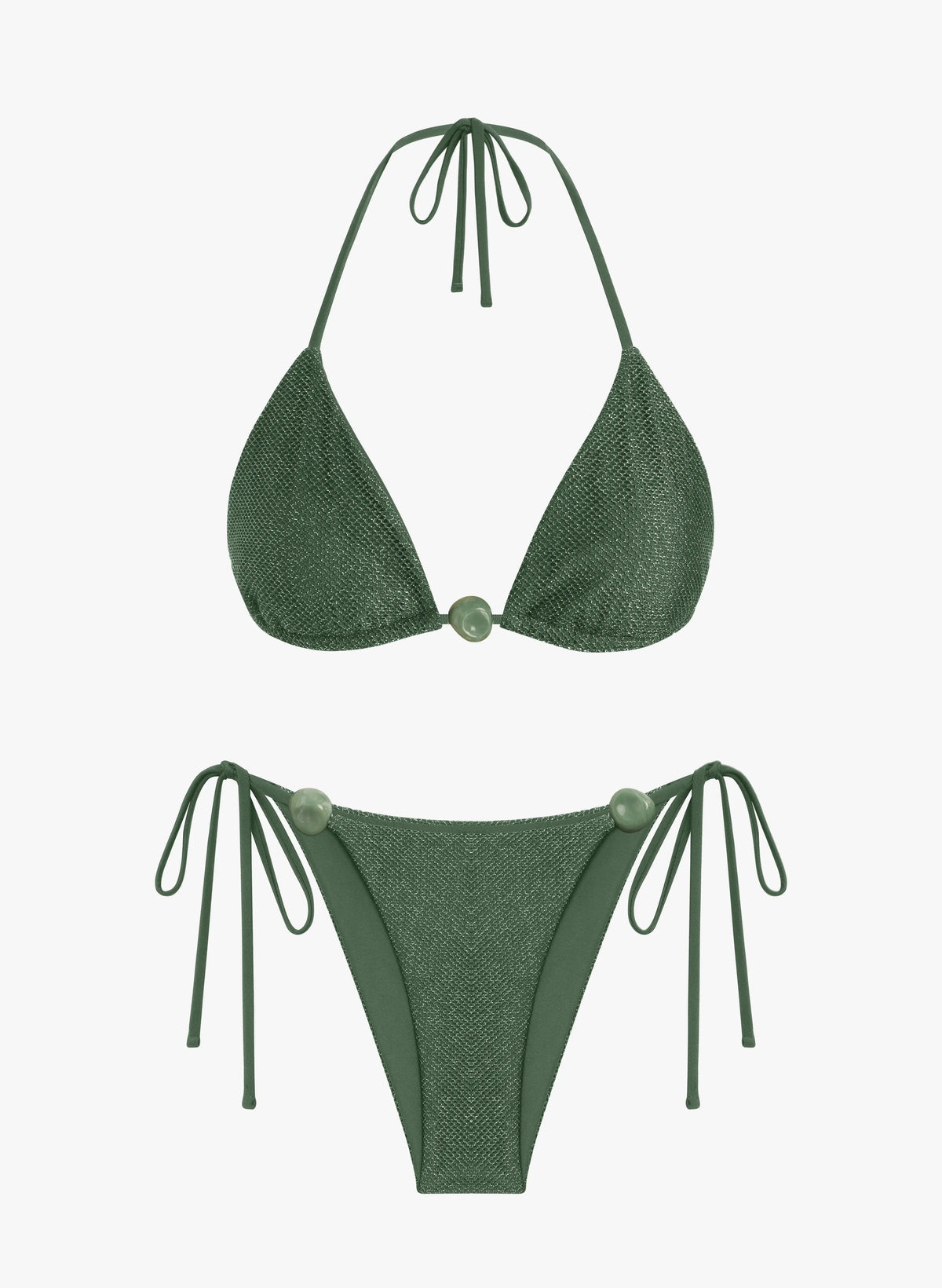 Amalfi Crinkle Triangle Tie Bikini Set - Sage Emerald