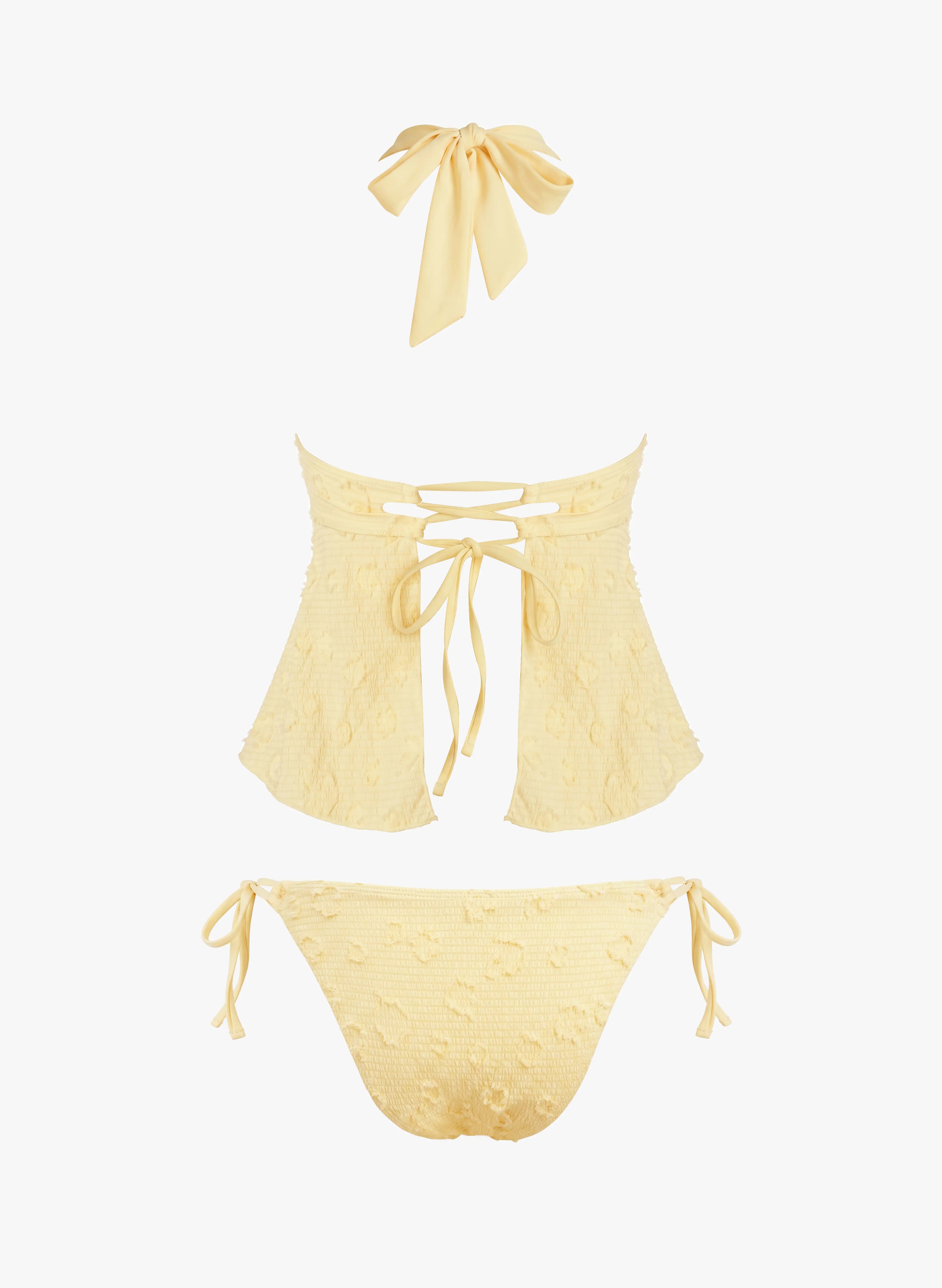 Amalfi Textured Halter Tankini Set - Butter Yellow