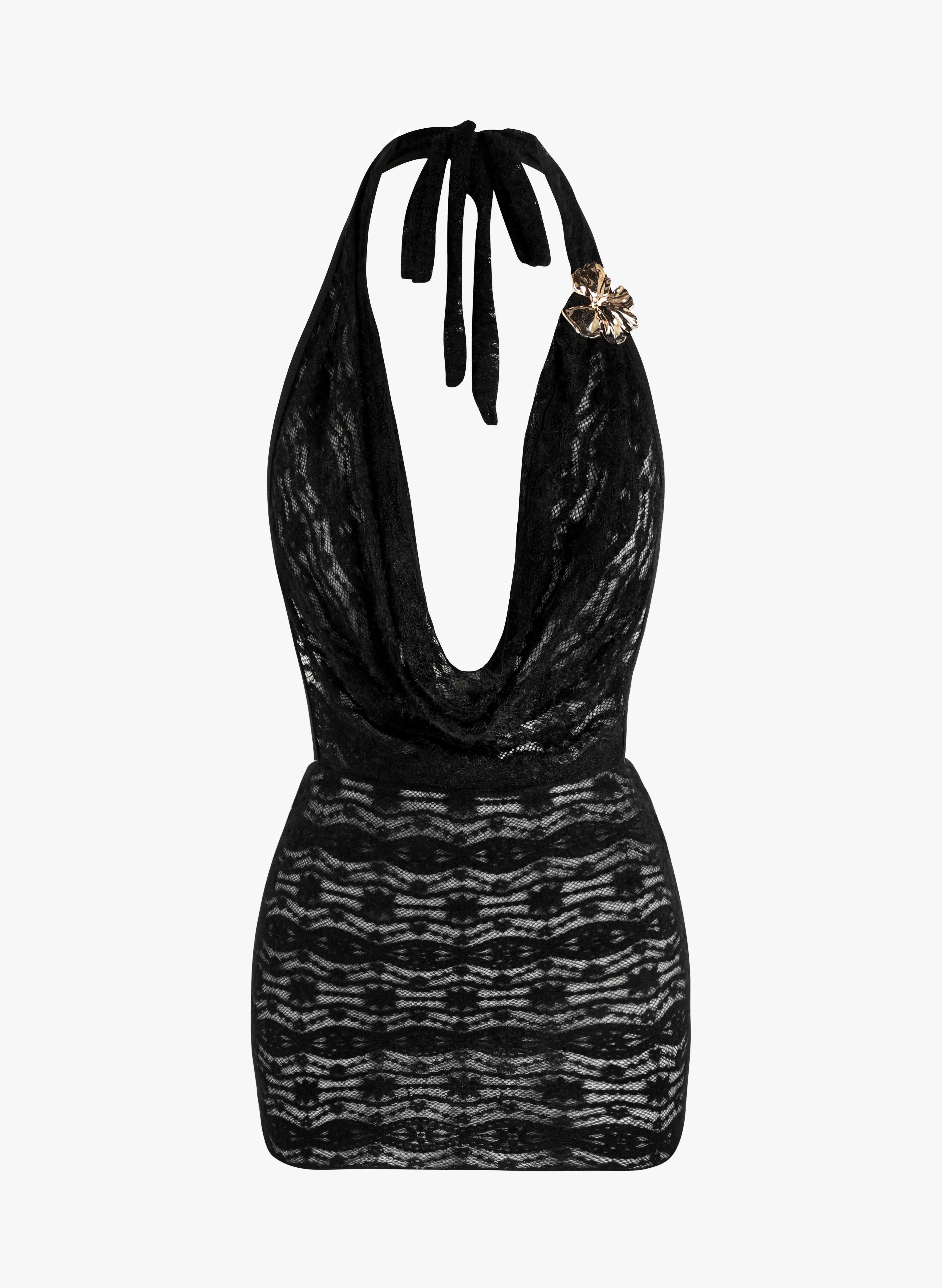 Backless Halter Deep V Neck Mini Dress Beach Cover Up