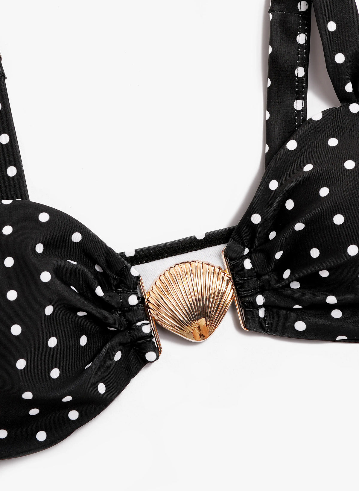Schwarz-weißes Bikini-Set mit Punkten und hochgeschnittenen Seiten