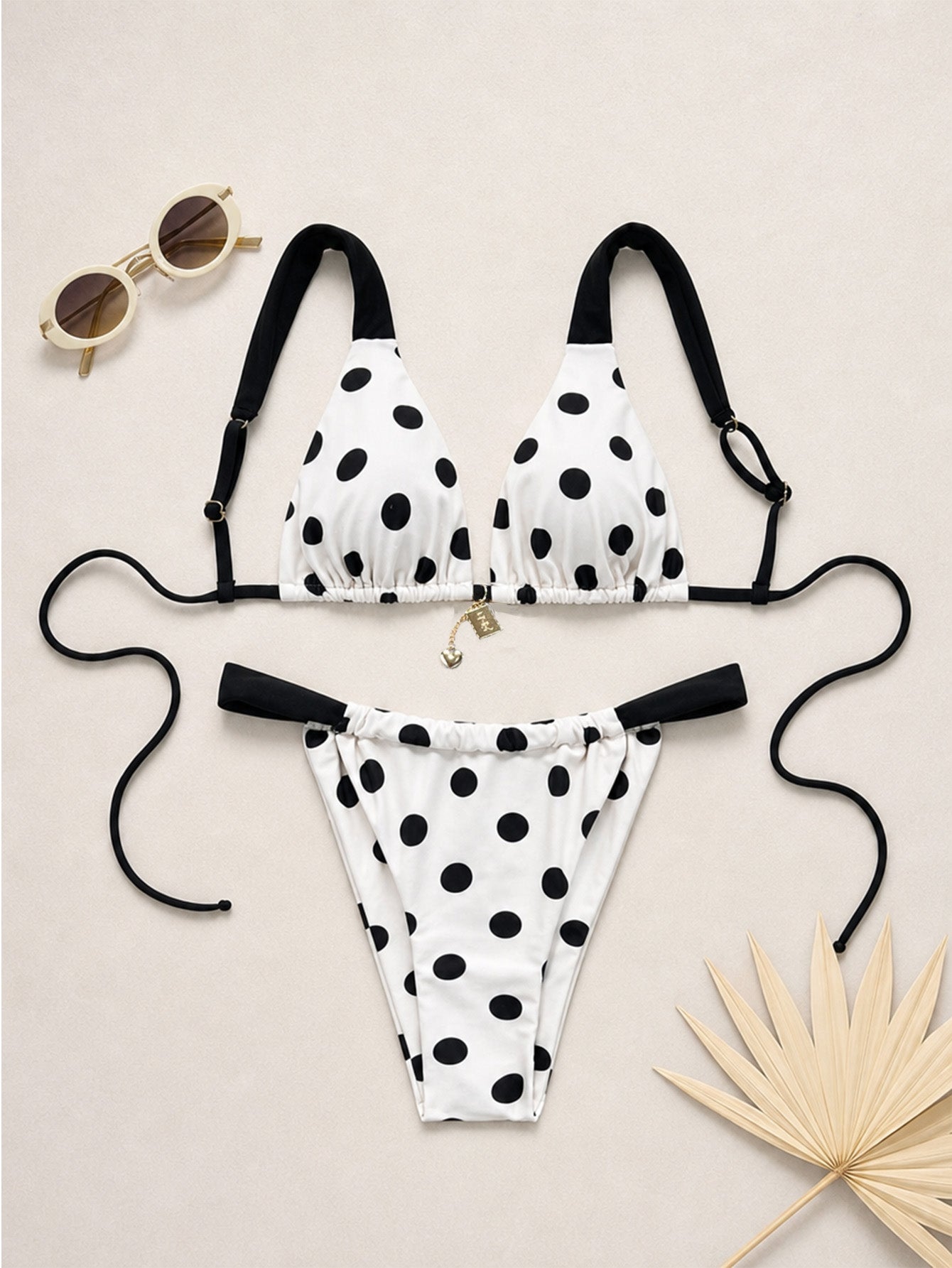Black & White Polka Dot High Cut Bikini