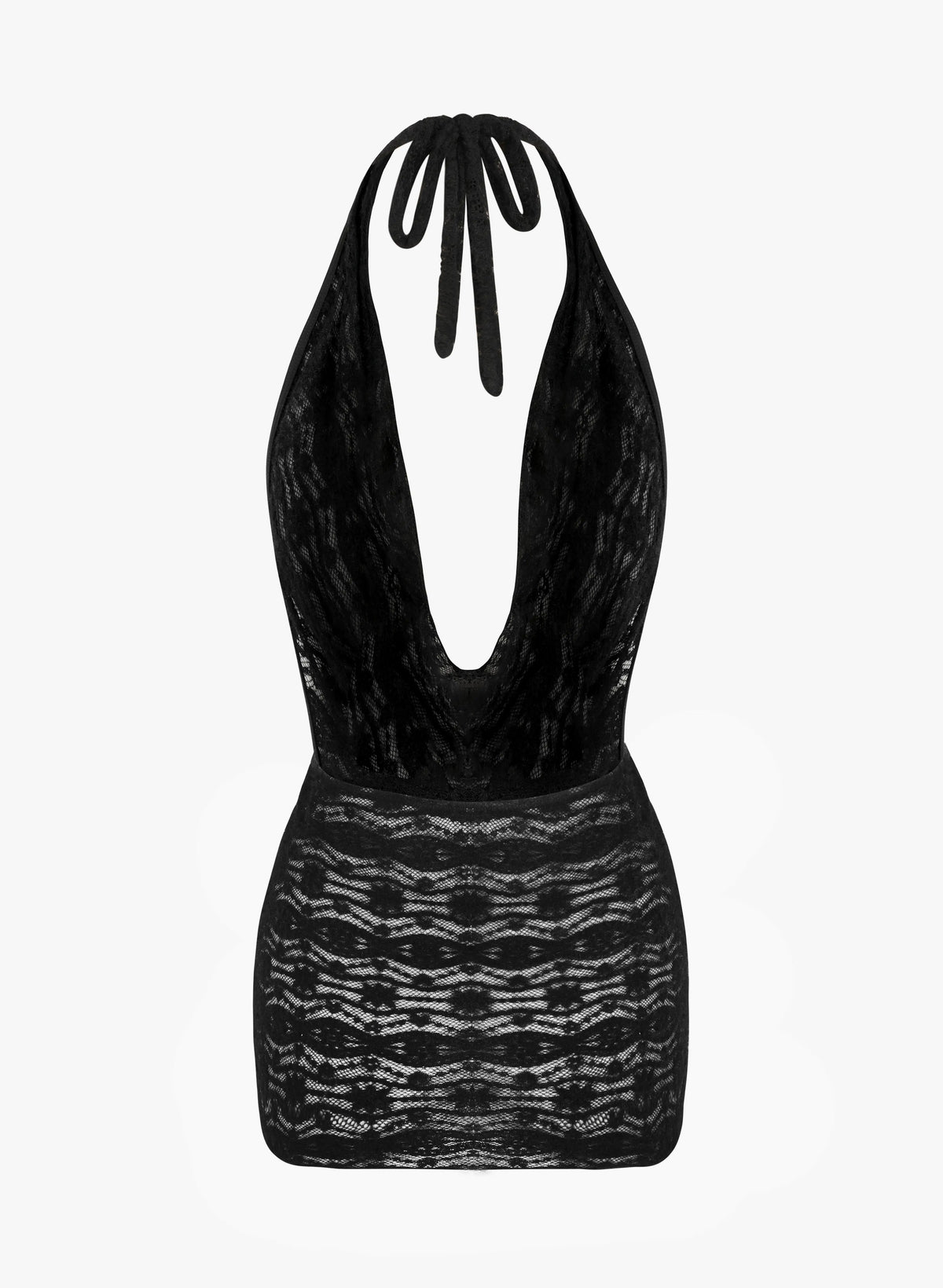 Capri Black Lace Halter Mini Cover Up