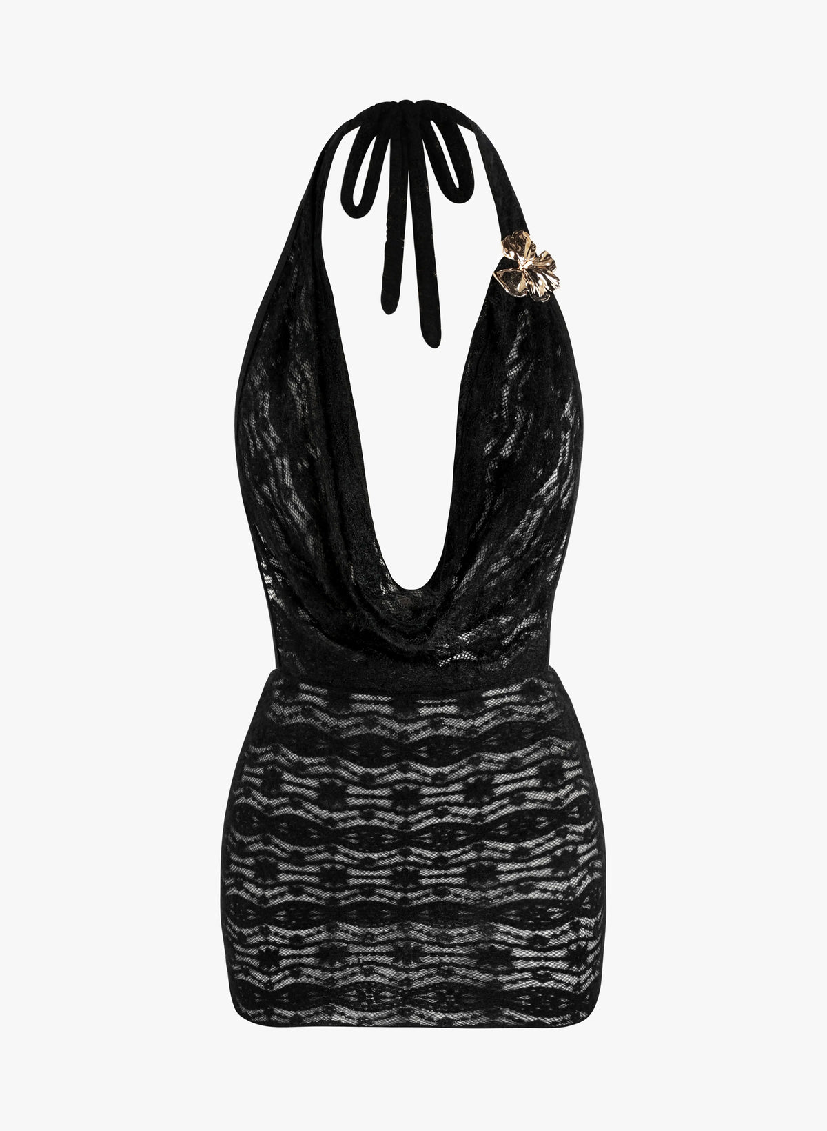 Capri Black Lace Halter Mini Cover Up