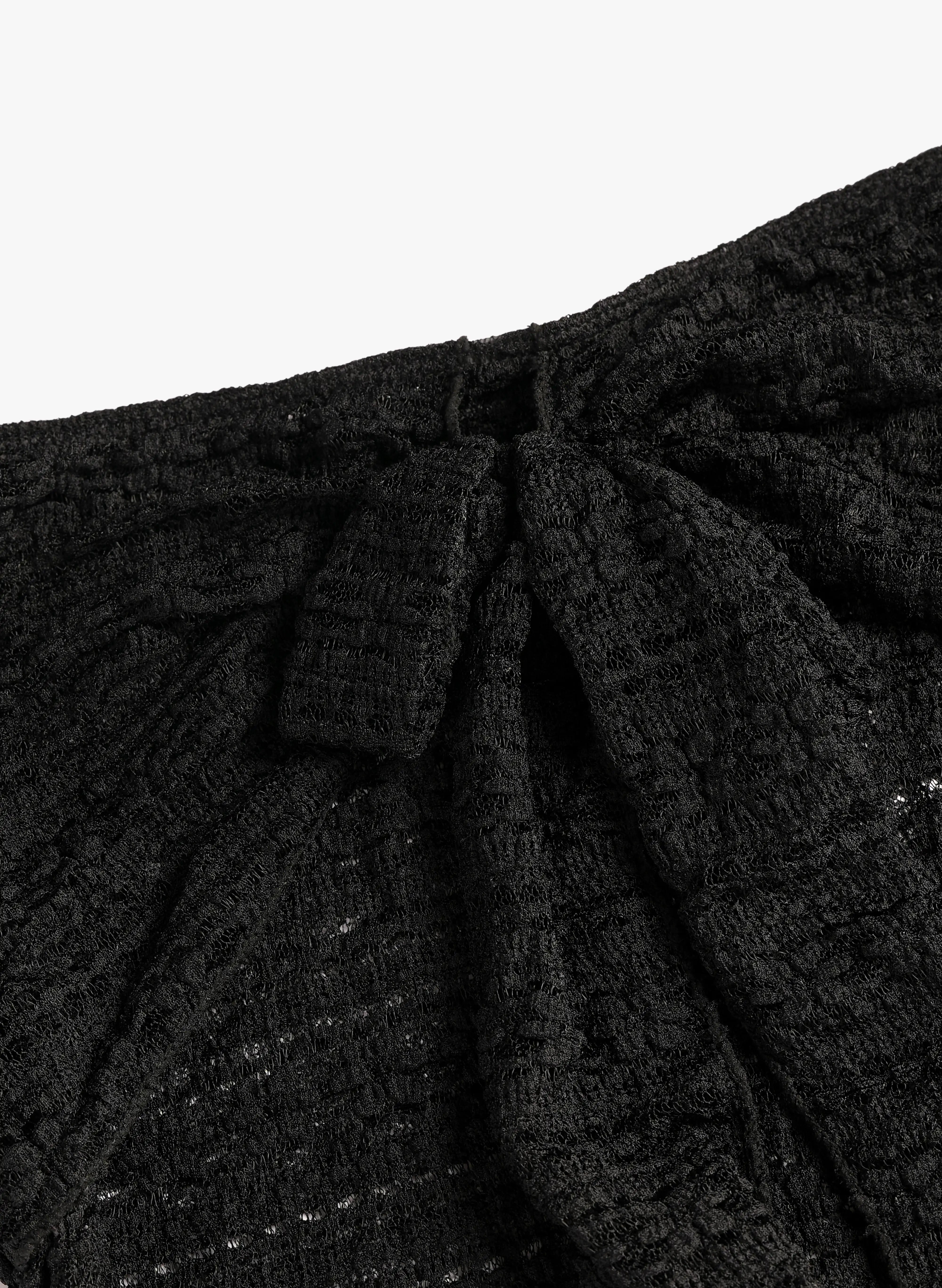Capri Shell Halter Bikini Set With Crochet Wrap Skirt - Black