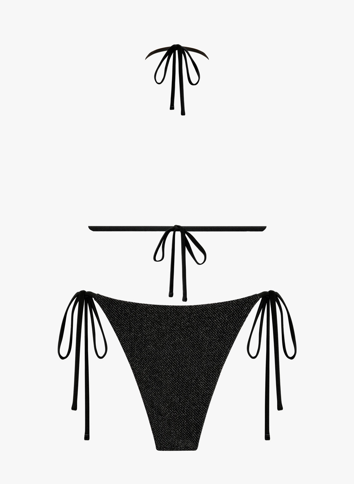 Capri Sparkle Beaded Triangle Bikini Set - Black