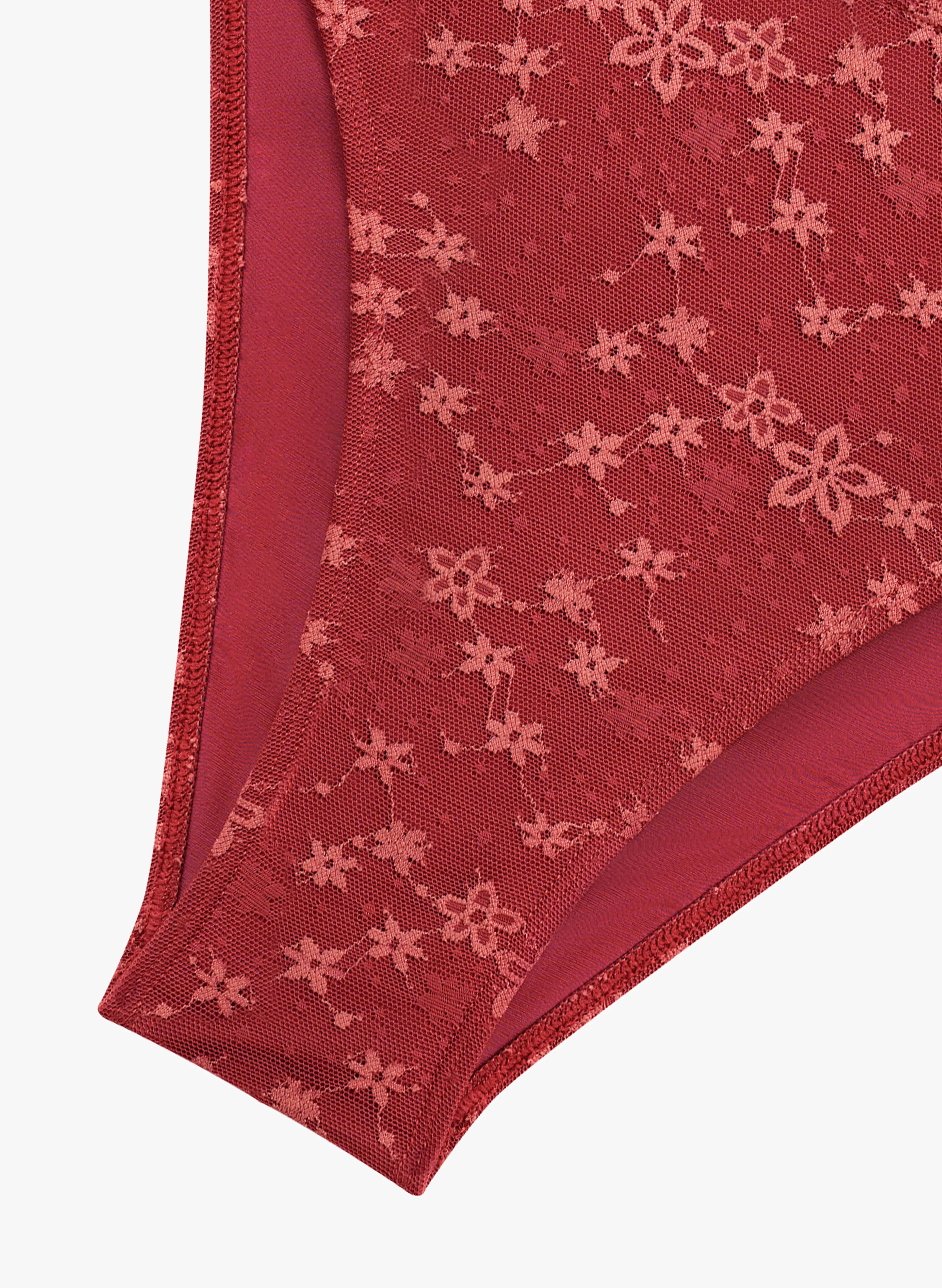 Elena Ruffle Front-Tie Tankini Set - Burgundy Floral