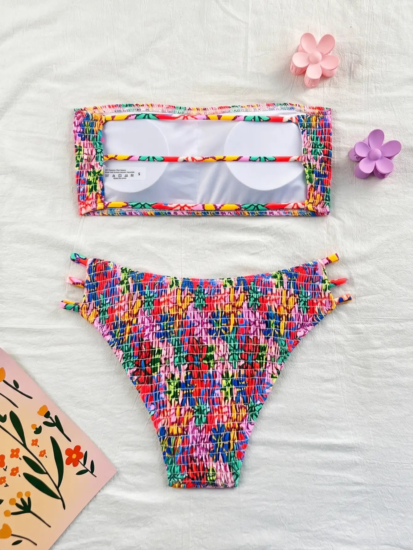 Halter Ditsy Floral Backless High Cut Bikini 2-Piece Set