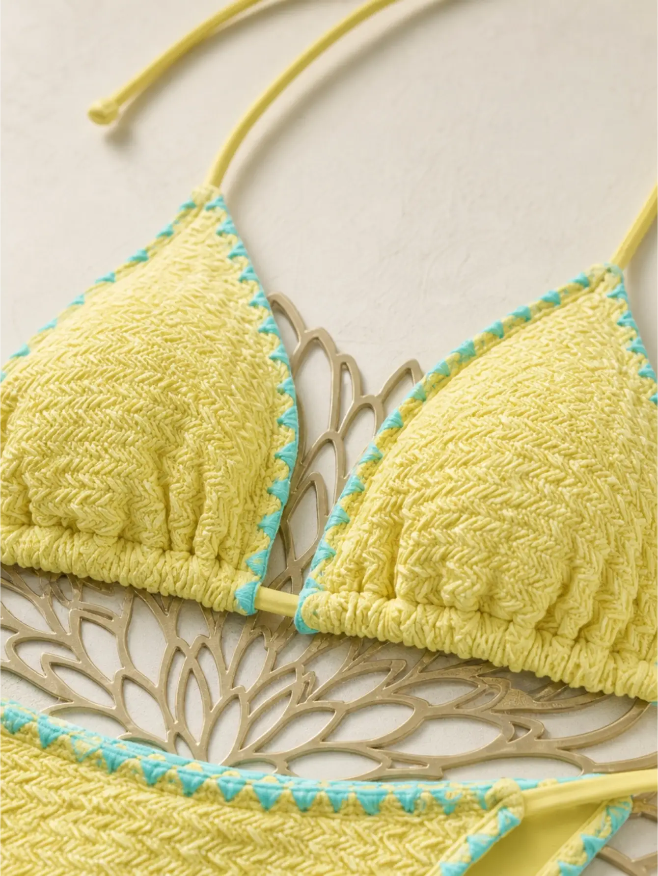 Halter Tied Yellow Cute Separate Bikini Swimwear