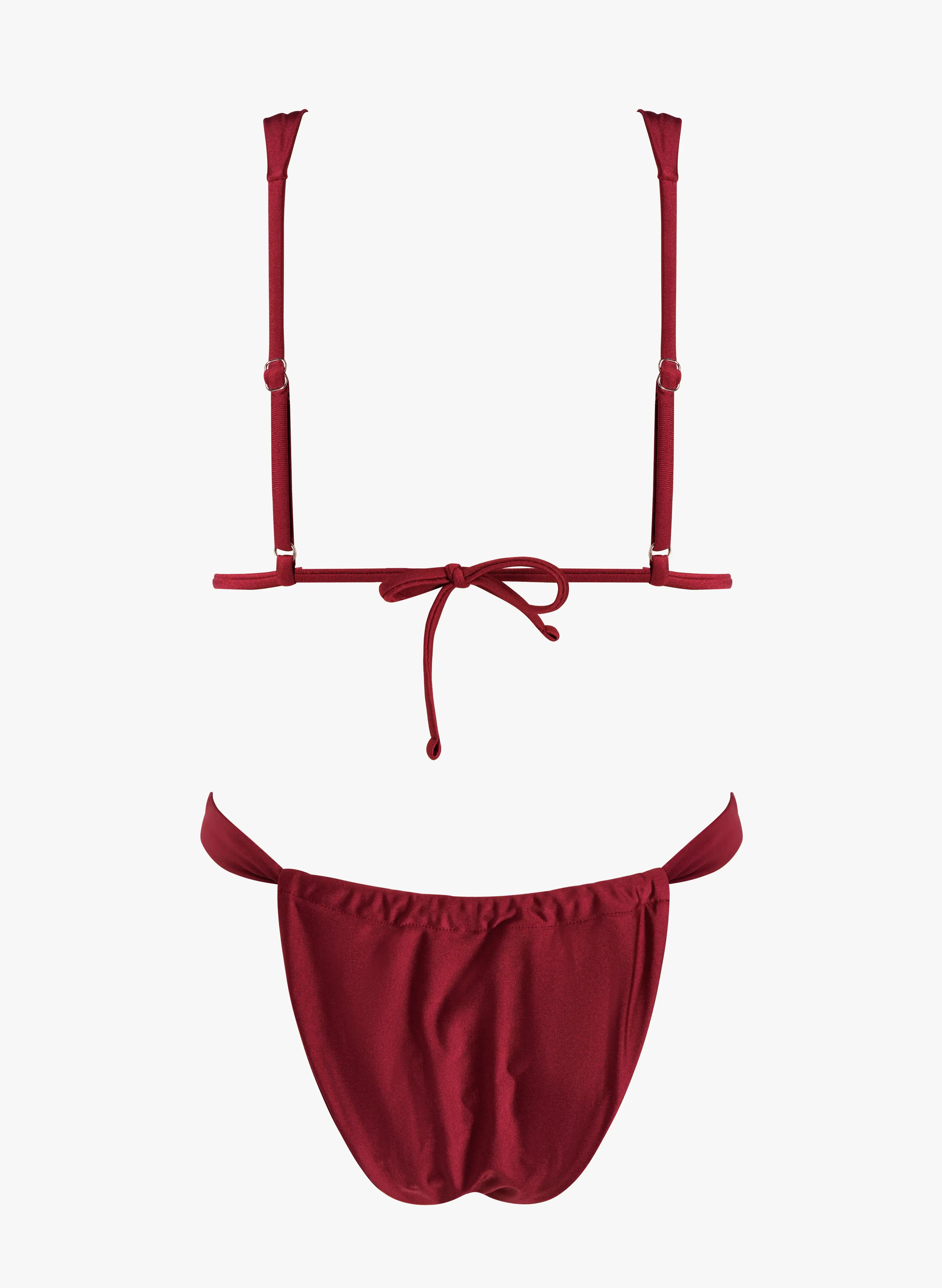 Ibiza Star‑Charm Adjustable Triangle Bikini Set‑Burgundy Red