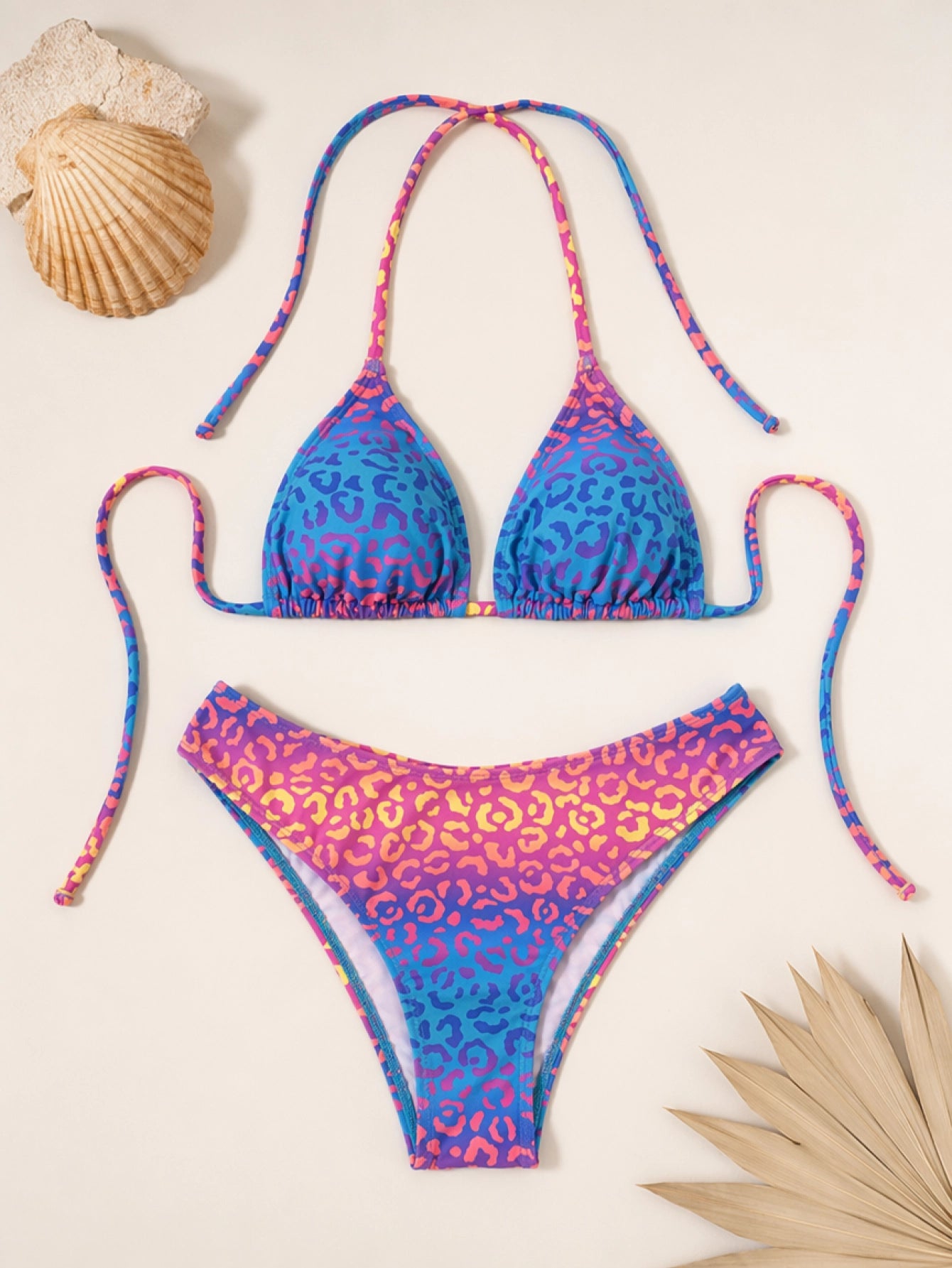Leopard Print Halter Neck High Cut 2-Piece Bikini Swimwear– Beacheers