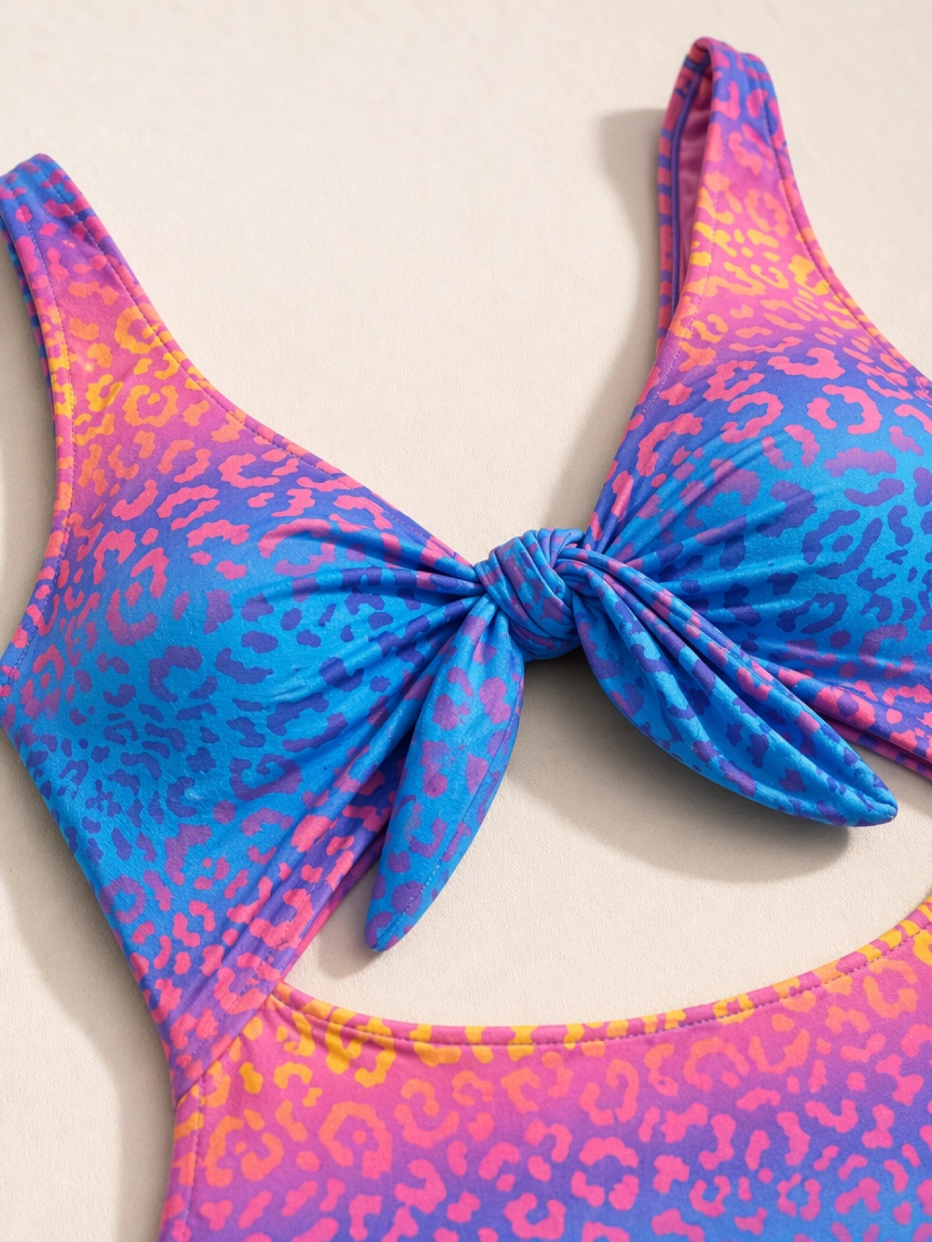 Leopard Print Knotted Front One-Piece Swimsuit– Beacheers