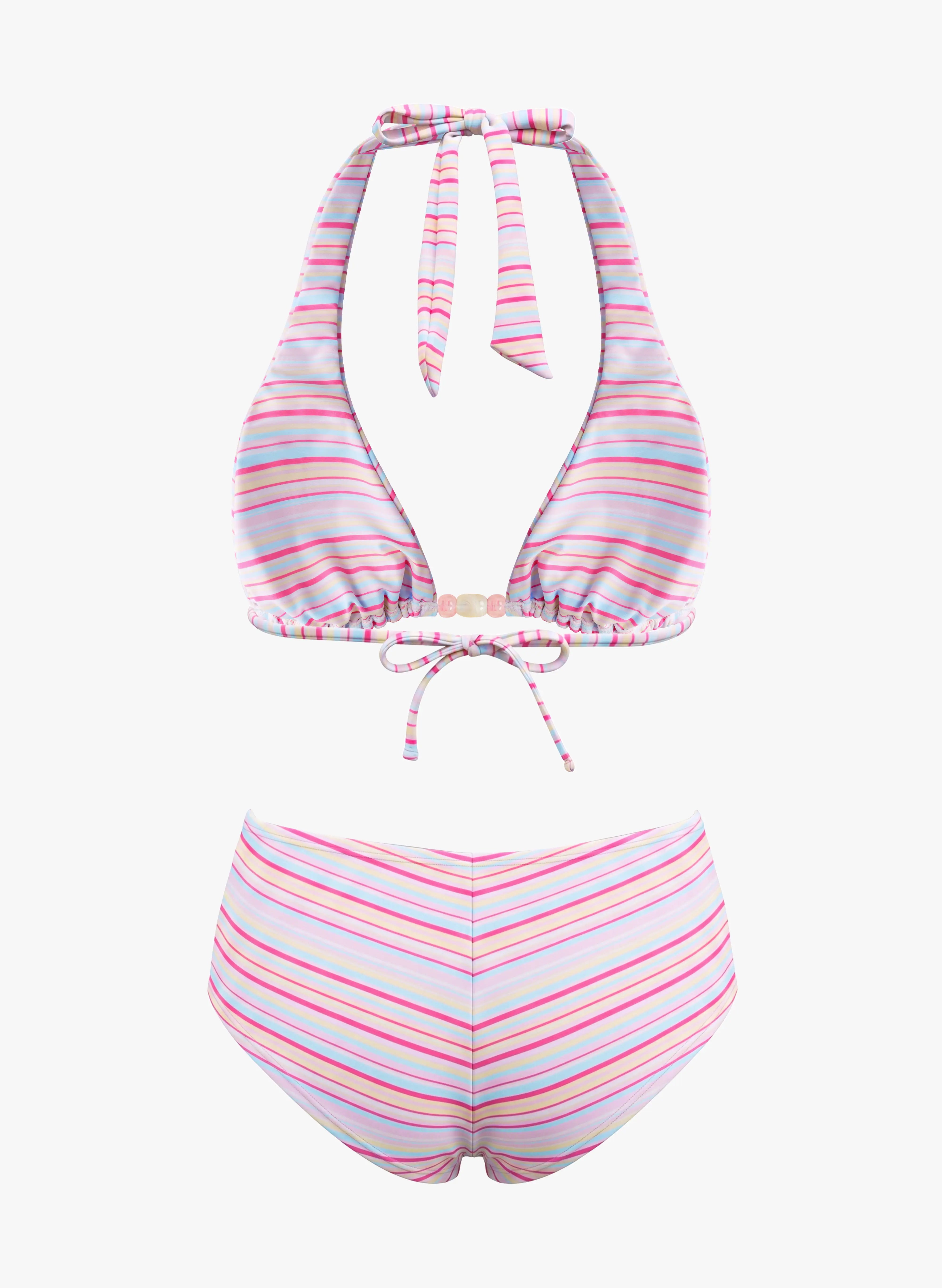 Lola Striped Halter Bikini Set - Rainbow
