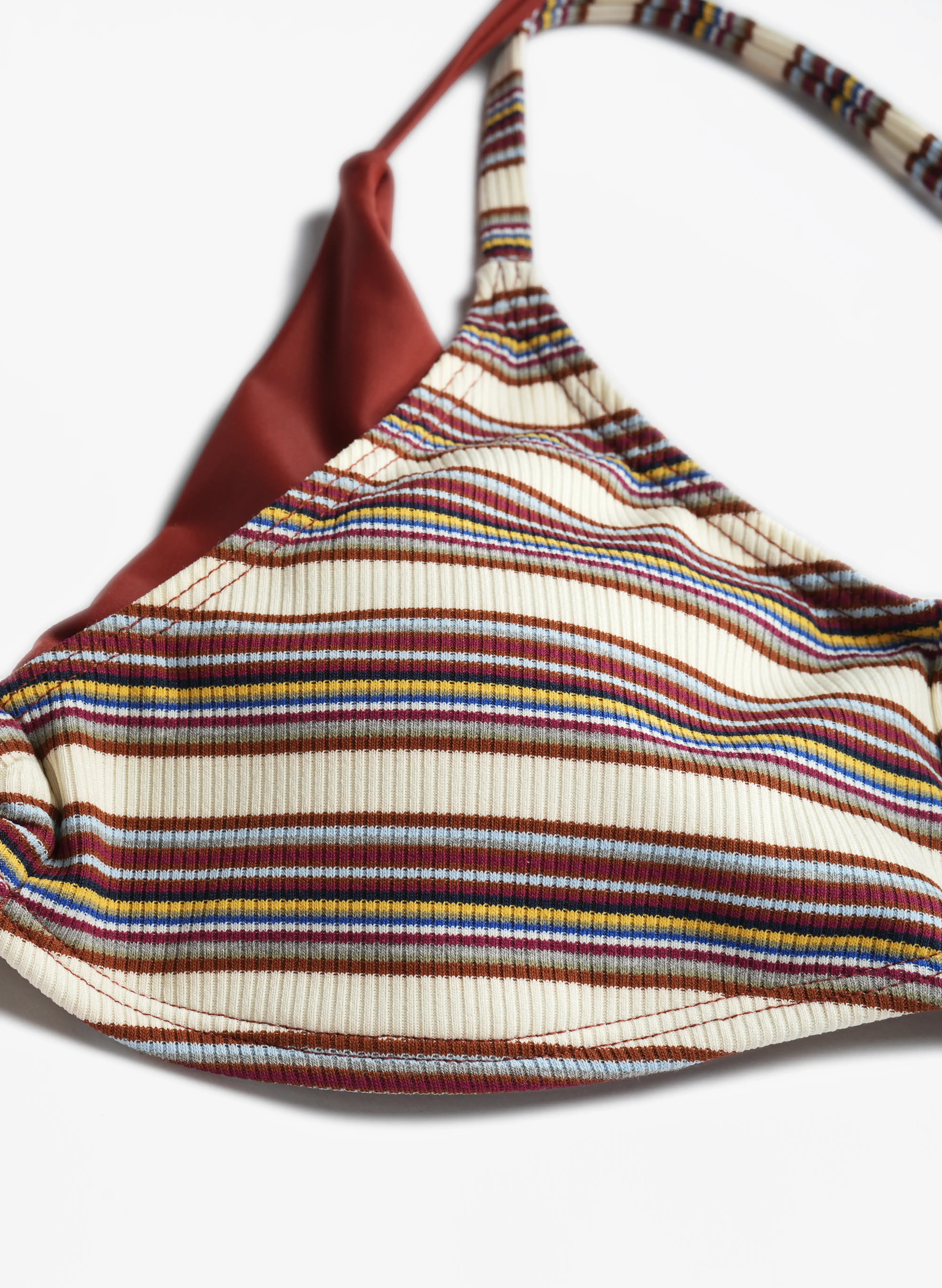 Loredo Striped Ring Front Bikini Set - Merlot Brown Stripe