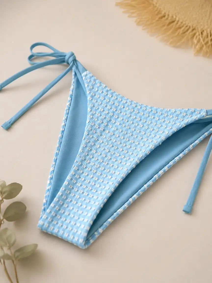Malibu Gingham Tie Bikini Set - Sky Blue
