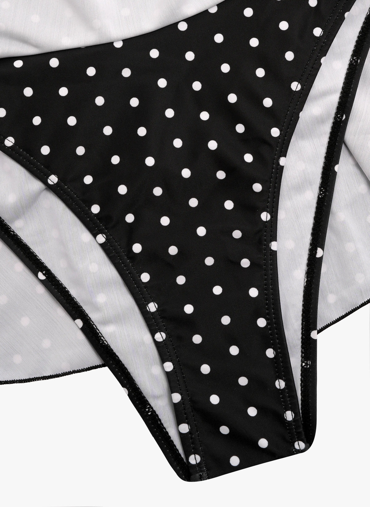 Malibu Polka Dot Triangle Bikini Skirt Set - Black