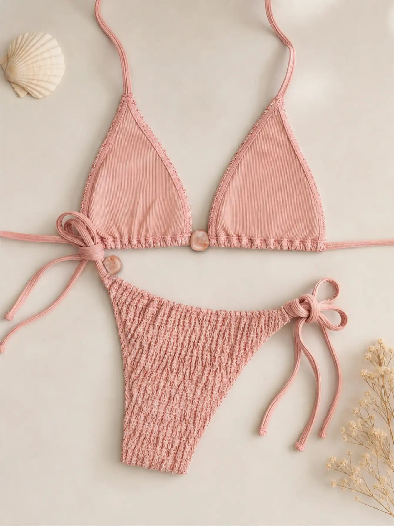 Mallorca Hibiscus Ring Bandeau Bikini Set - Cocoa Terracotta