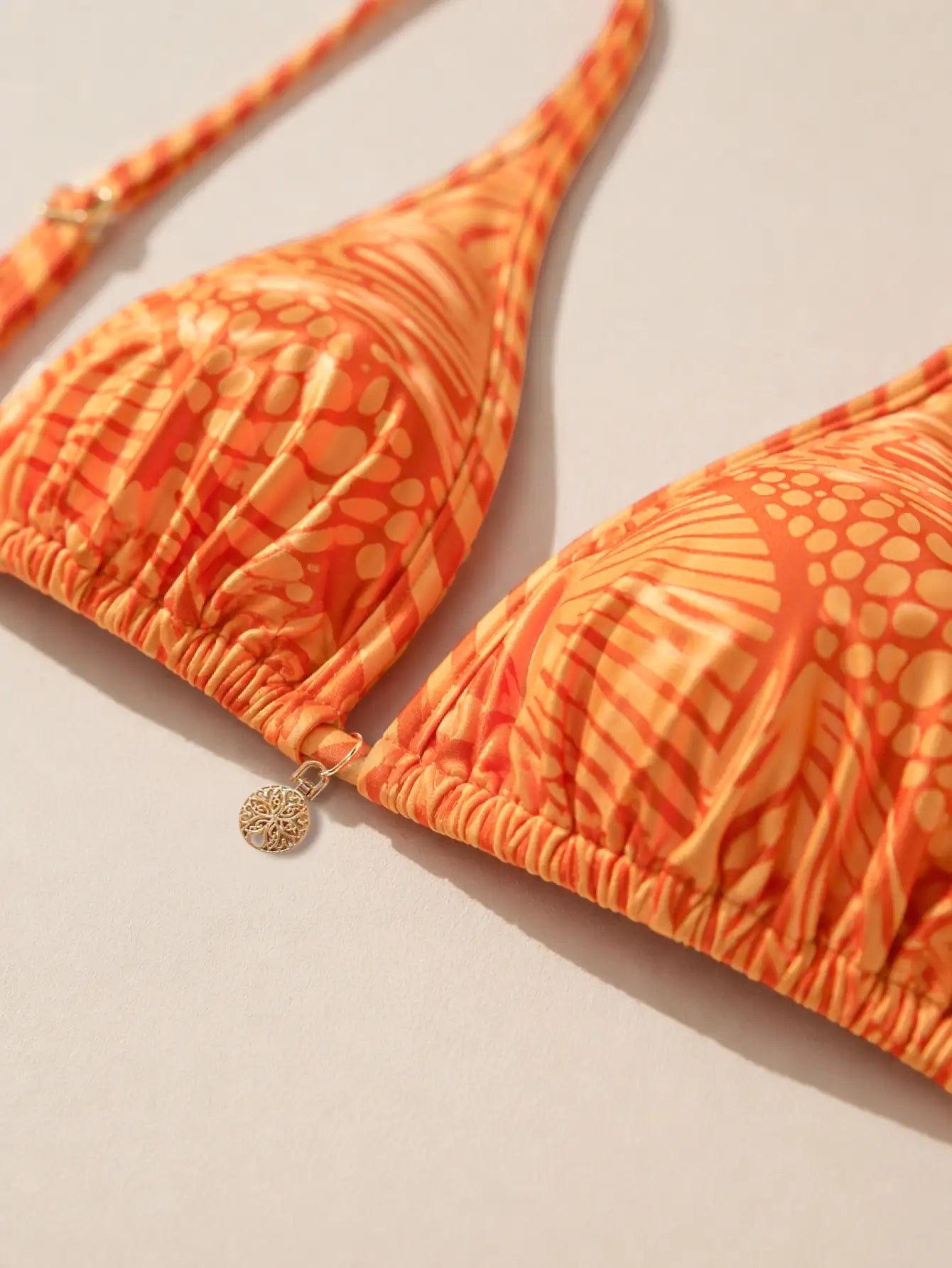 Marbella Shell Print Triangle Bikini Set - Orange