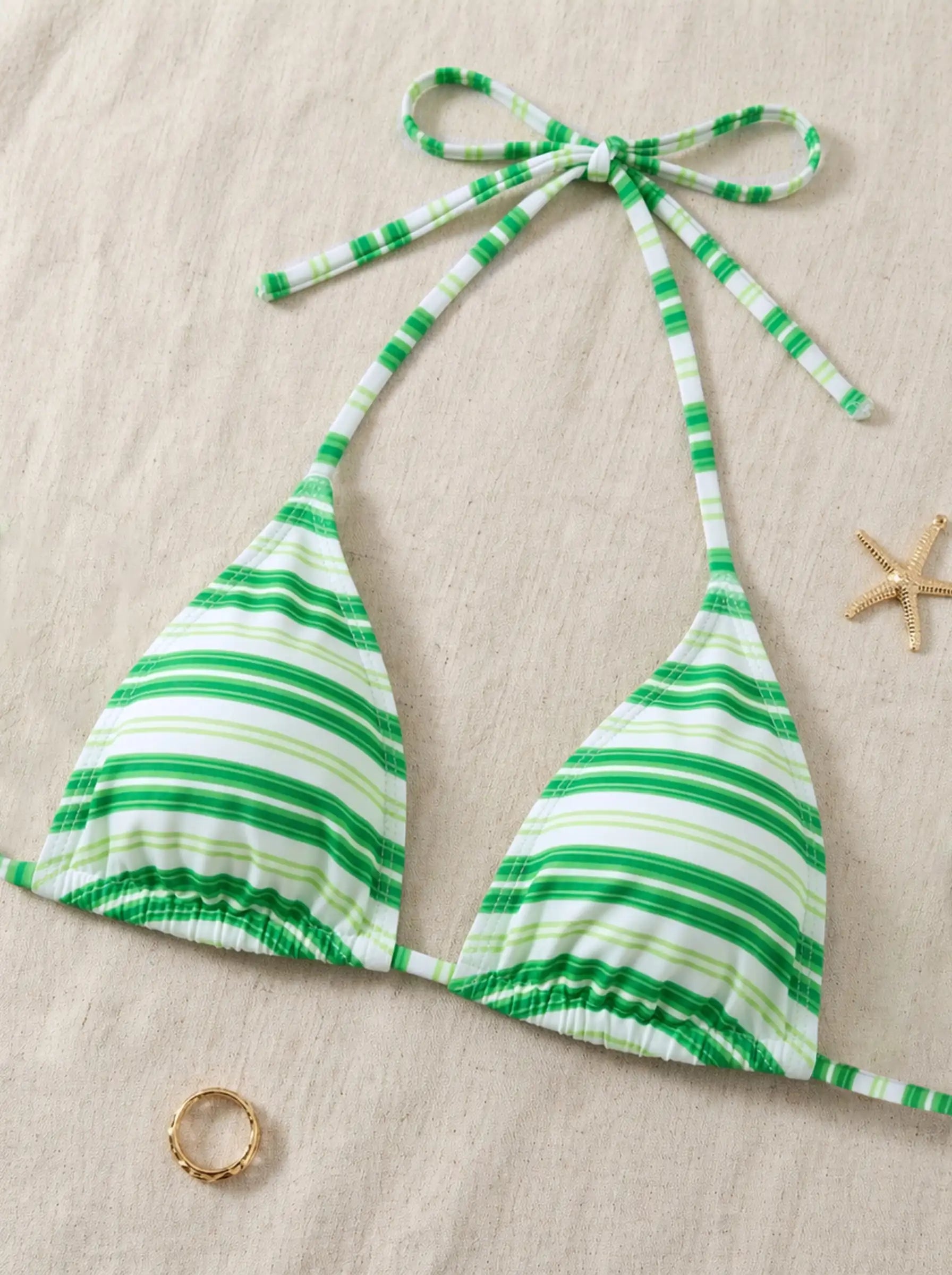 Marbella Striped Tie Halter Bikini Set