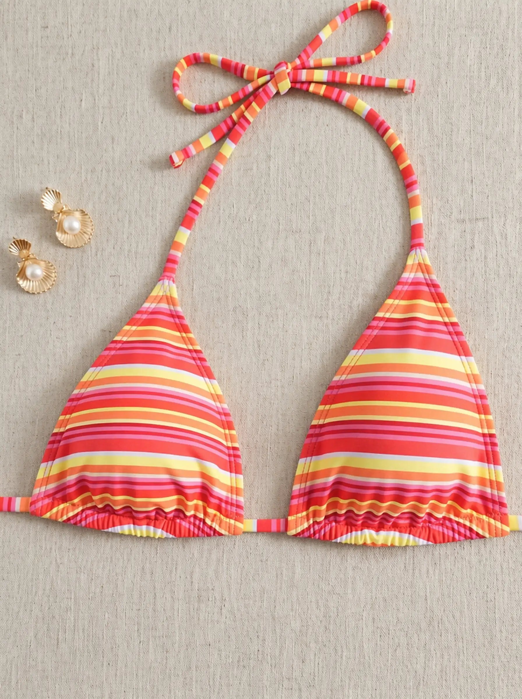 Marbella Striped Tie Halter Bikini Set