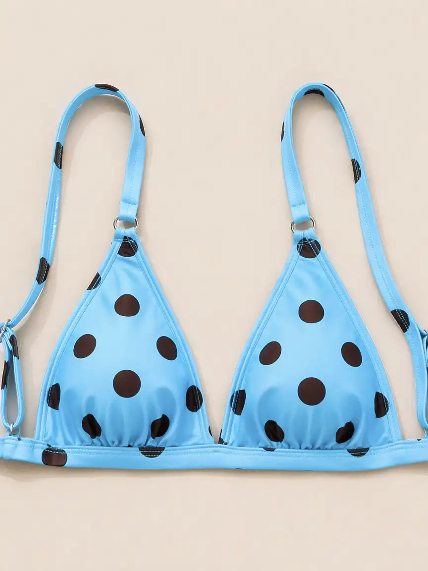 Marley Polka Dot Triangle Bikini Set - Sky Blue