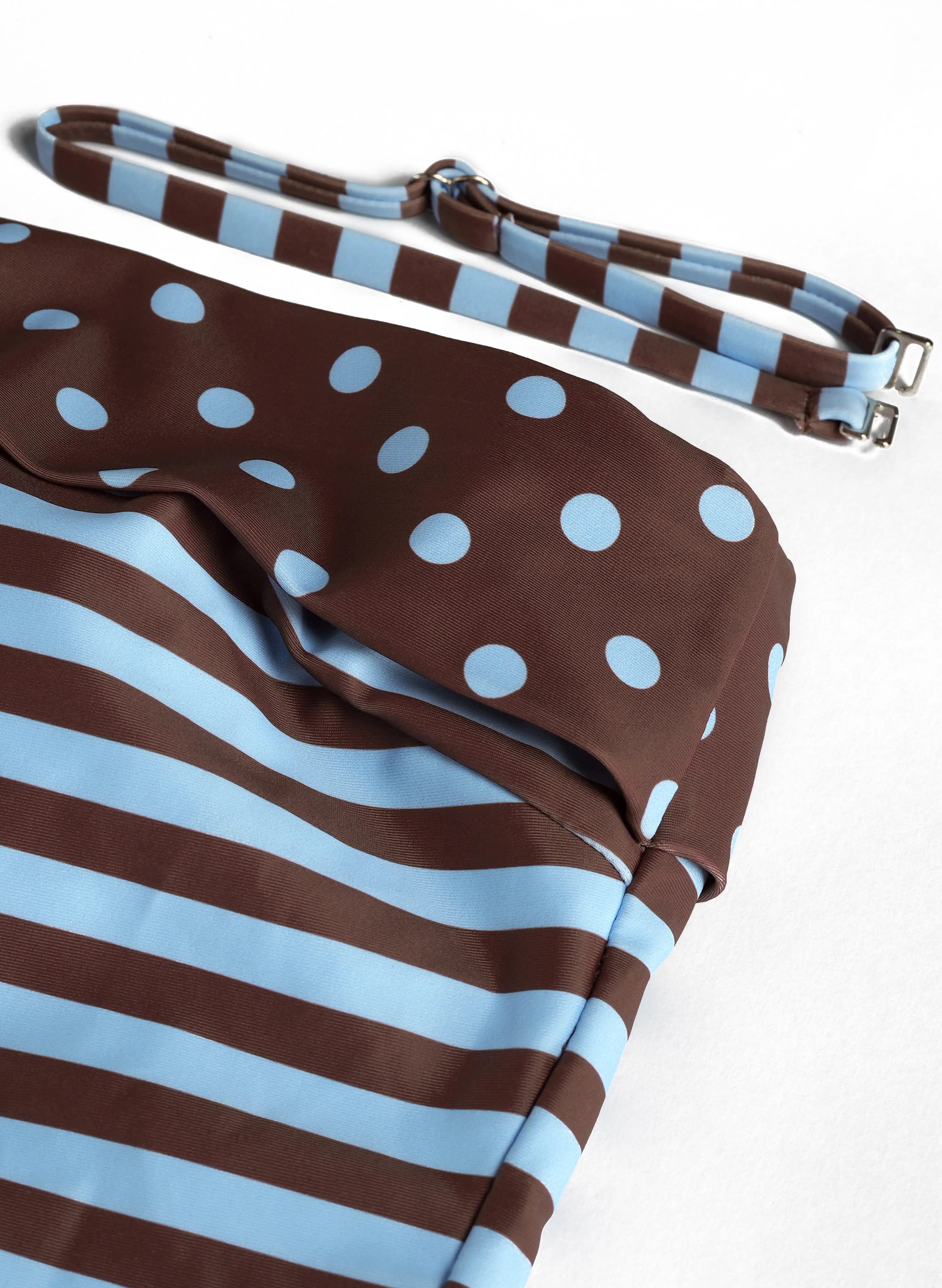 Marnie Detachable Strap Two-Wear Tankini Set - Cocoa Blue