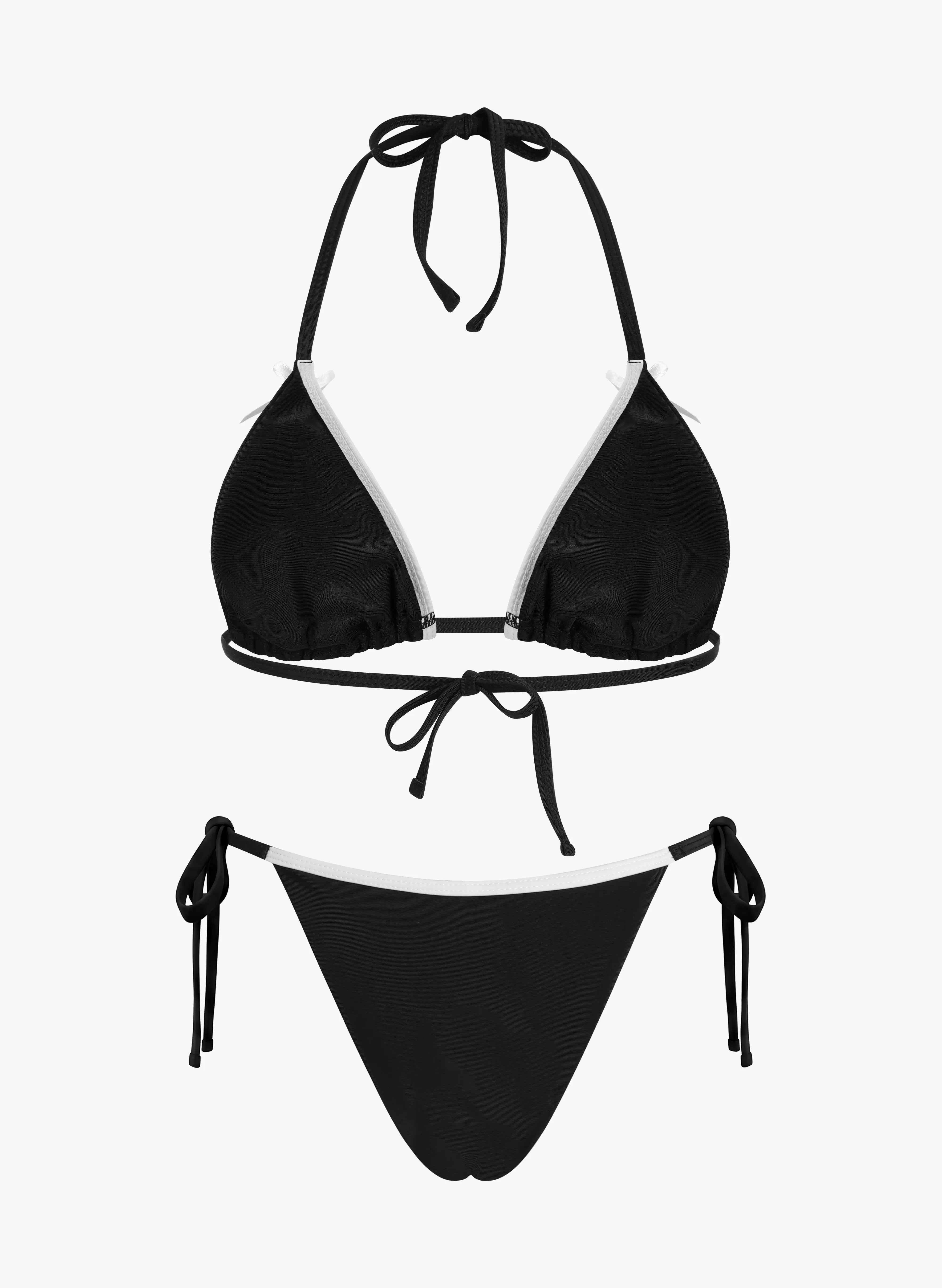 Mykonos Bow‑Accent Halter Bikini Set‑Black White