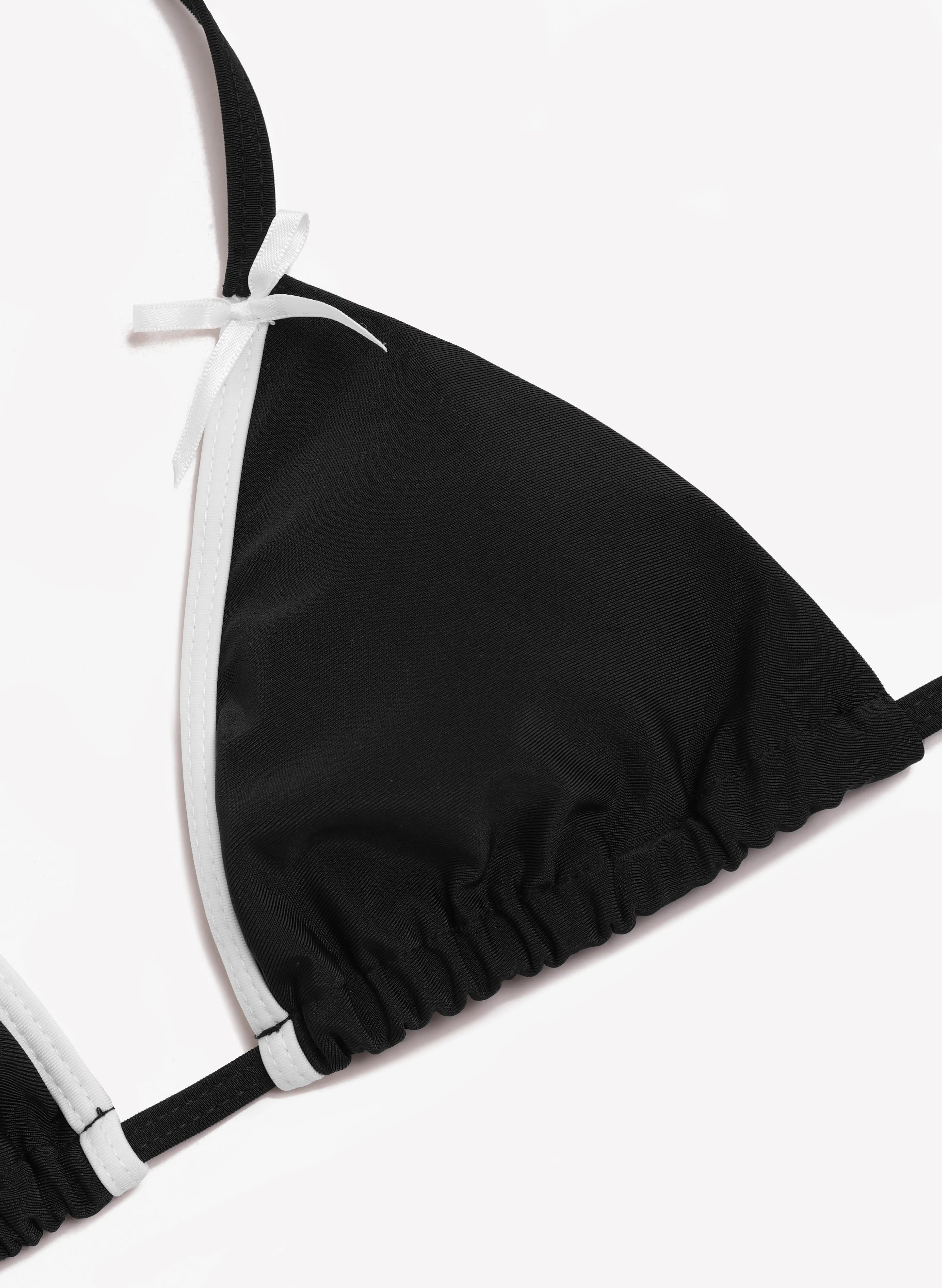 Mykonos Bow‑Accent Halter Bikini Set‑Black White