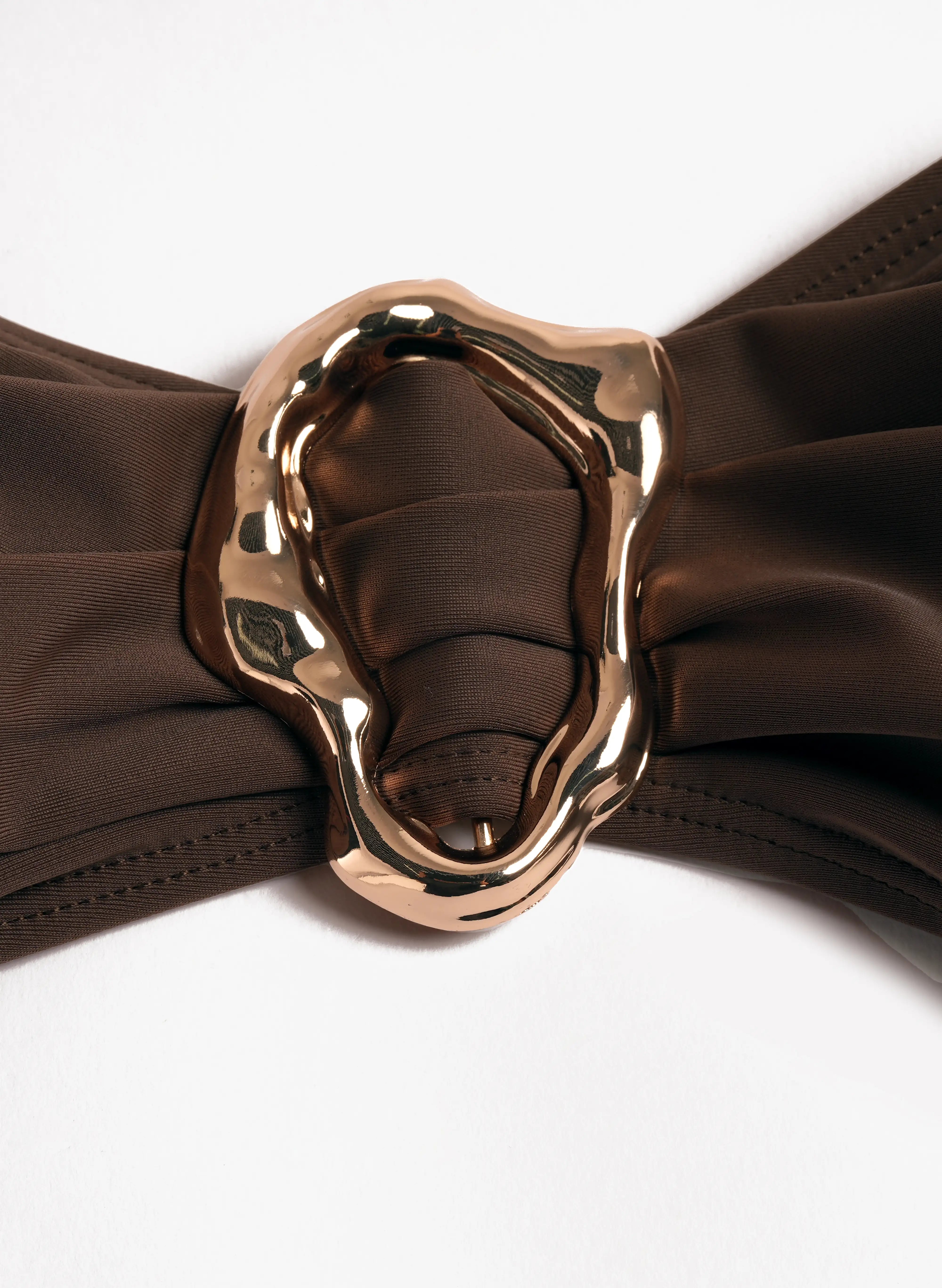 Mykonos Draped Halter Ring 3 Piece Swimsuit - Rich Mocha Brown