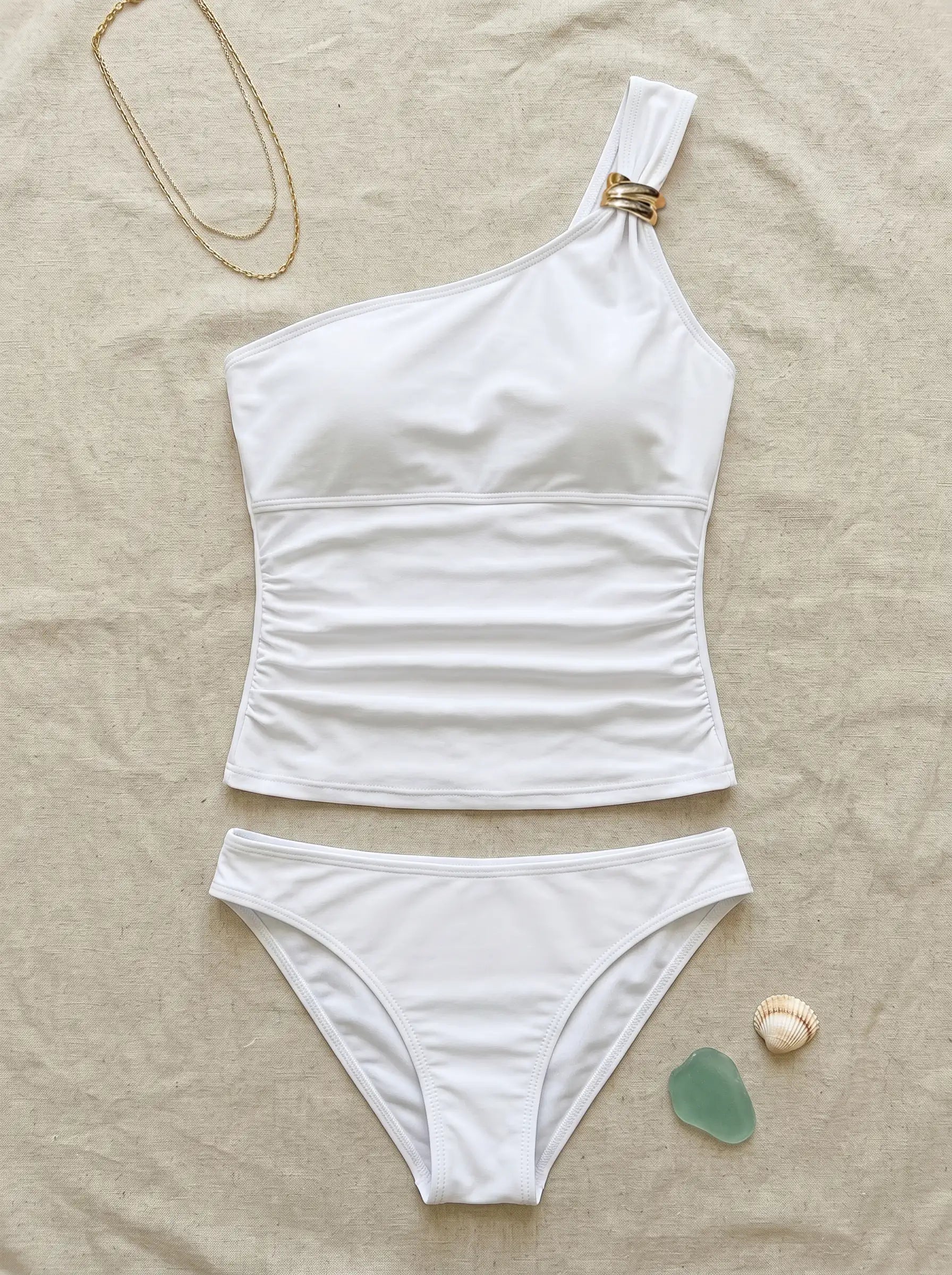 One Shoulder Fitted Tankini