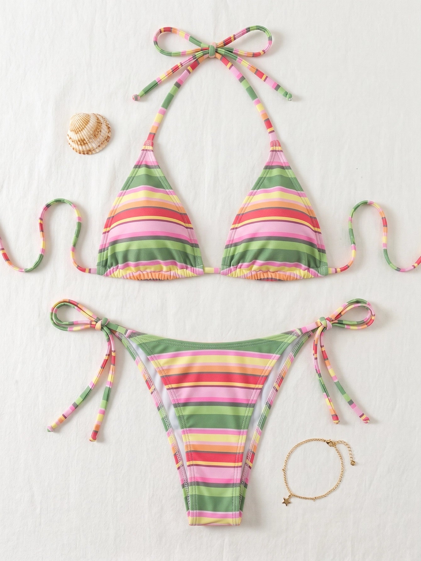 pink-green-striped-triangle-bikini-set– Beacheers
