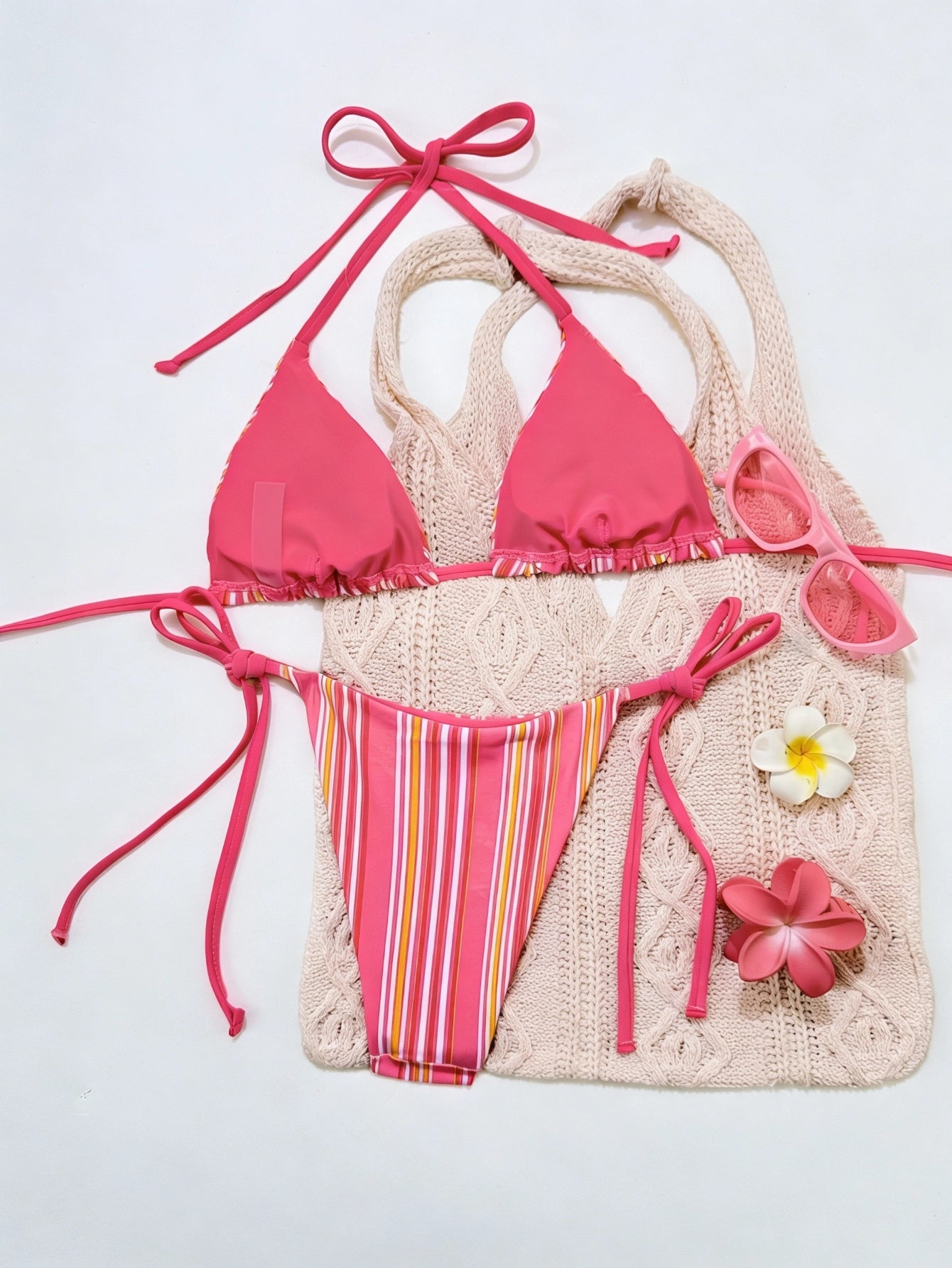 pink-stripes-beach-separate-swimwear-set– Beacheers