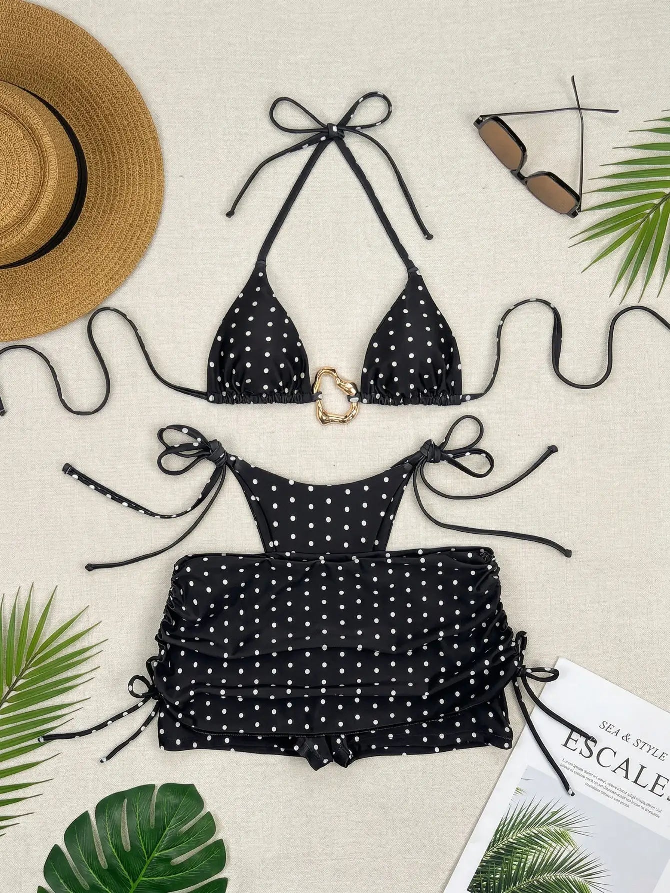 Polka Dot Bikini Set with Shorts 3 Piece Swimsuit