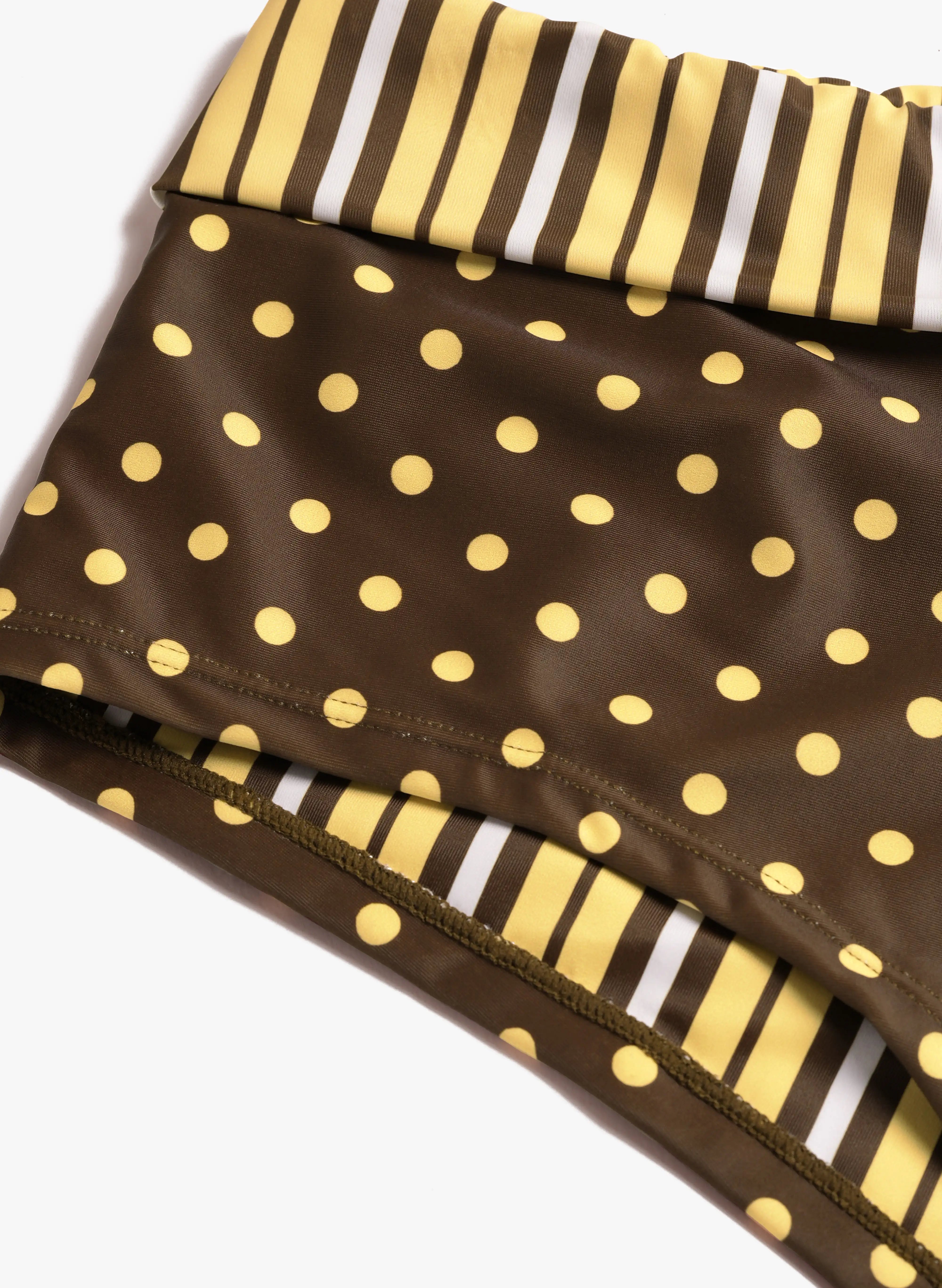 Polka Dot Elara Bow Halter Tankini Short Swim Set - Coffee Gold