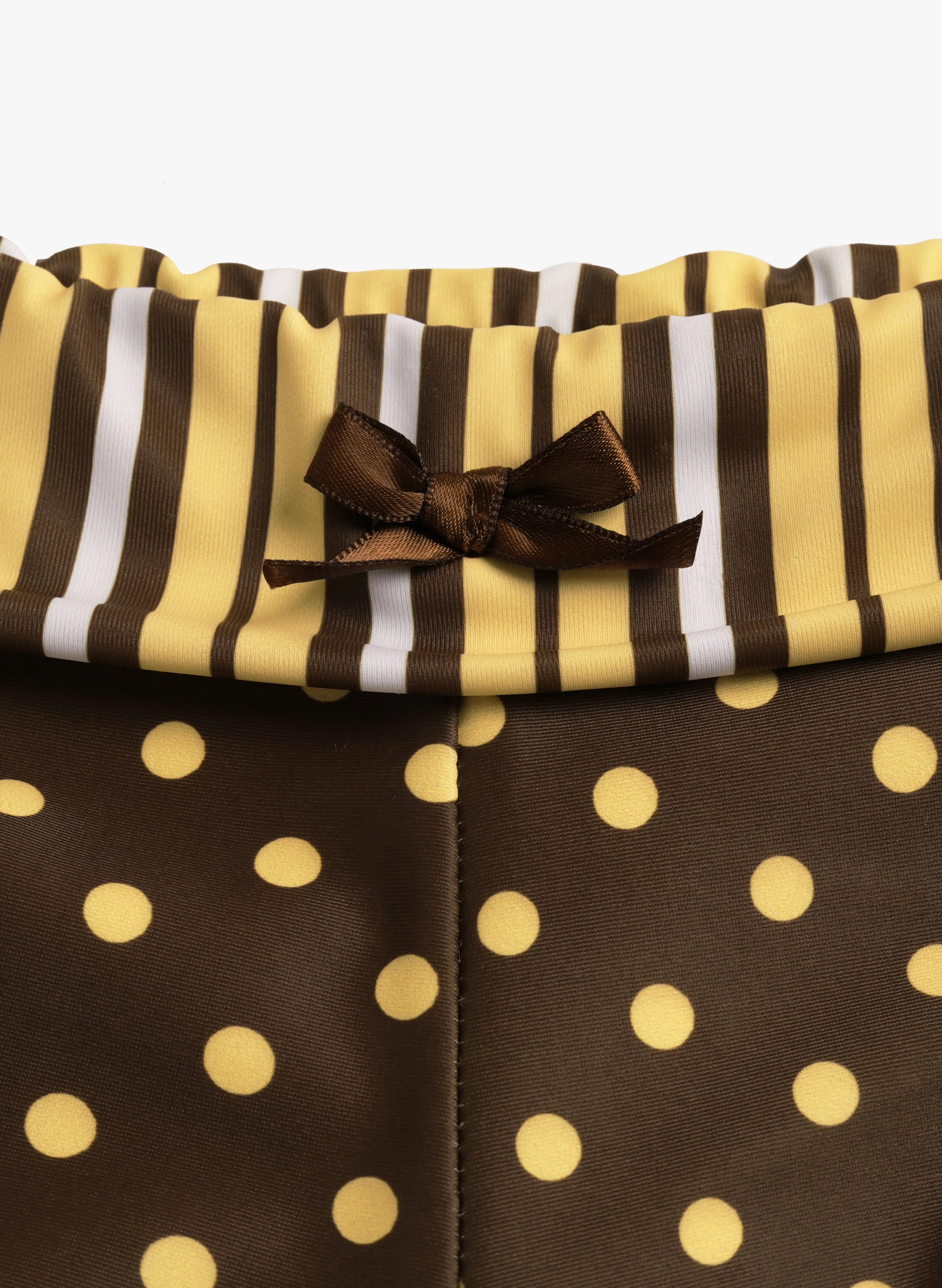 Polka Dot Elara Bow Halter Tankini Short Swim Set - Coffee Gold