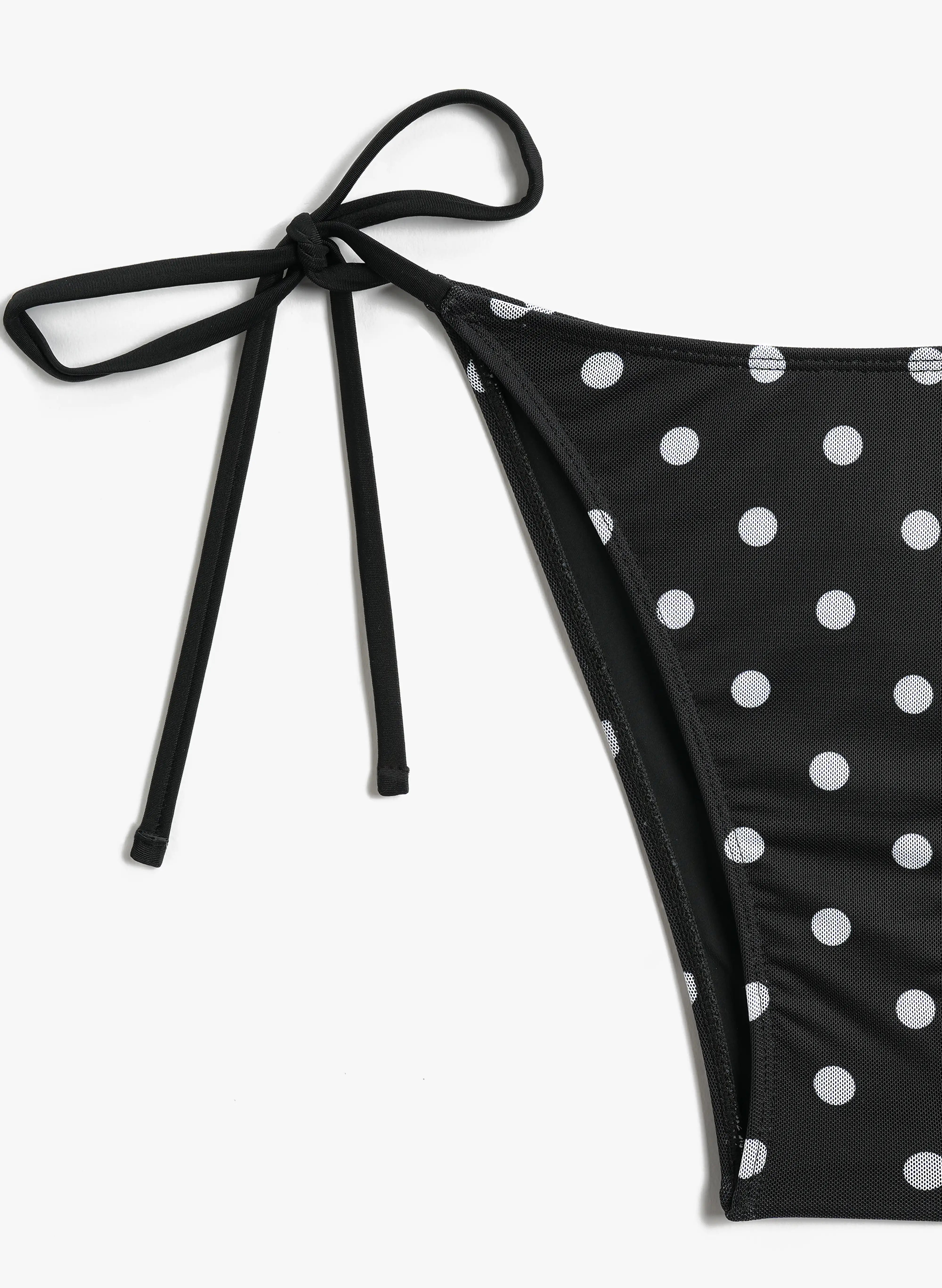 Polka Dot Lila Strapless Ring Ruched Mesh Tankini Set - Black White