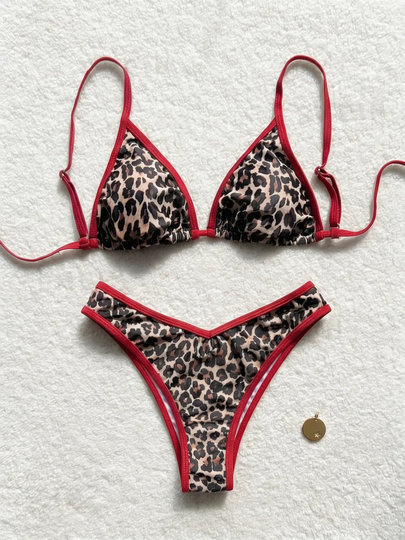 Print Halter Top Spaghetti Strap Bikini 2-Piece Set
