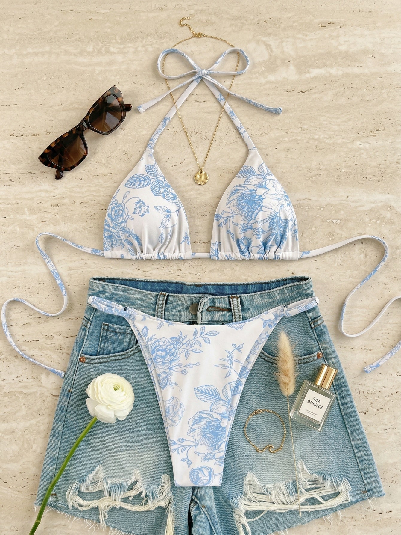 Printed bikini swimsuit set|Beacheers