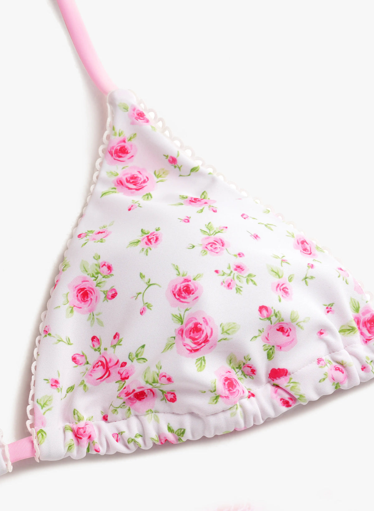 Rose Scallop Side Tie Triangle Bikini Set - Blush Pink | Beacheers
