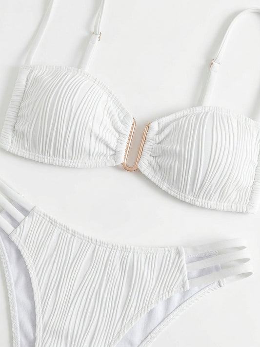 Ruched Hollow-Out Sexy Two Piece Bikini Set | Beacheers