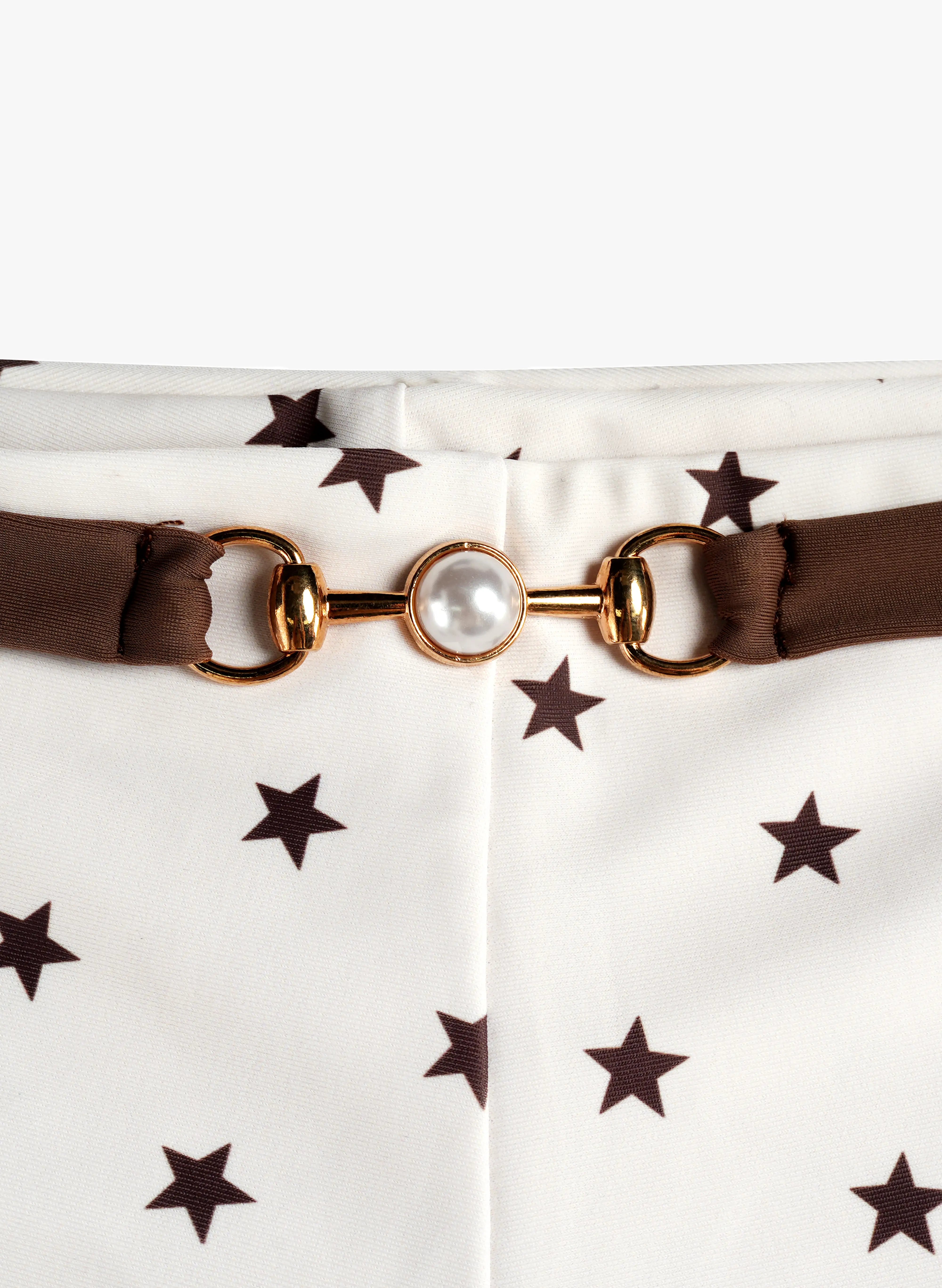 Saint‑Tropez Star Print Halter Tankini Set - Cream Latte