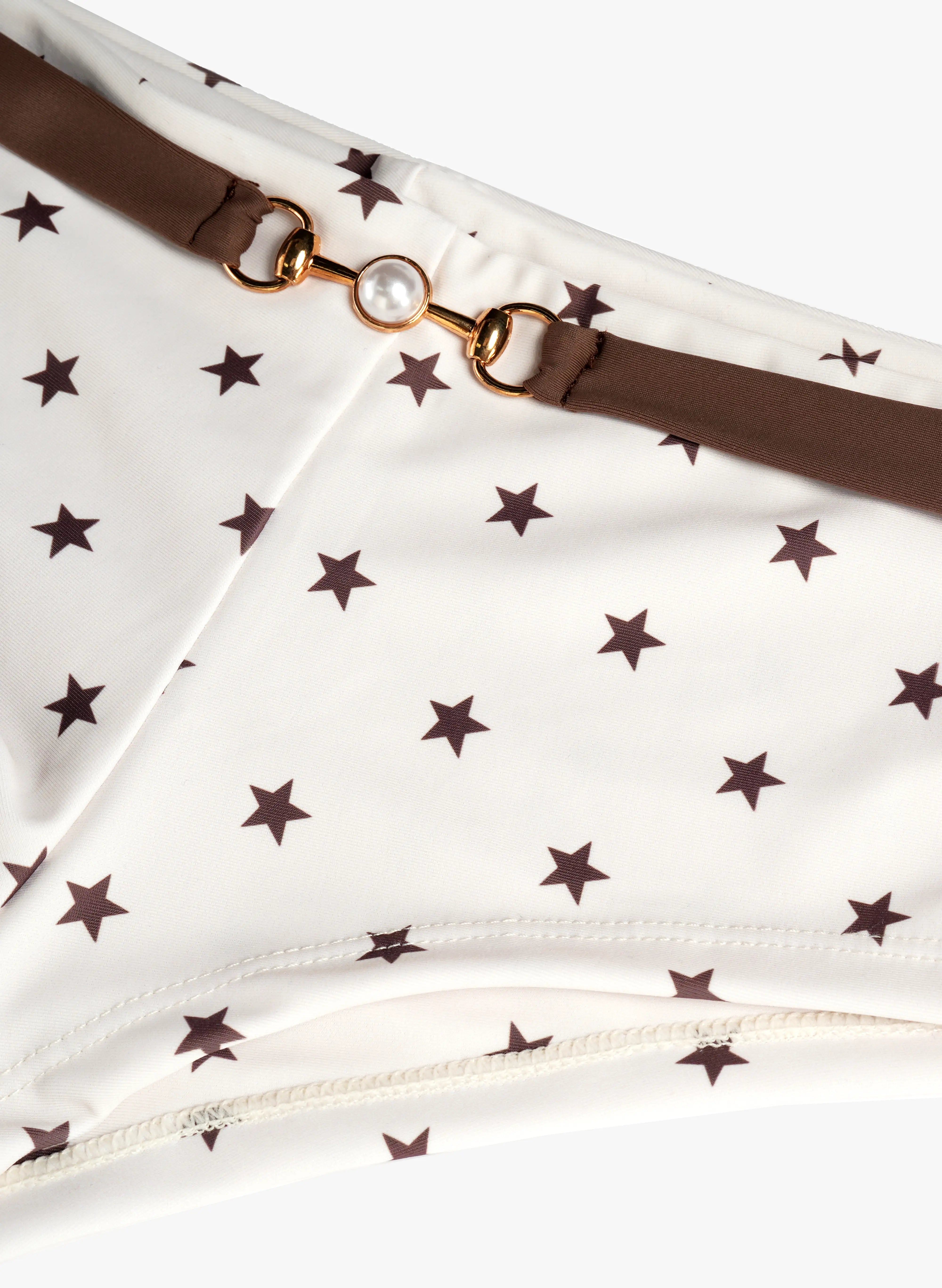 Saint‑Tropez Star Print Halter Tankini Set - Cream Latte