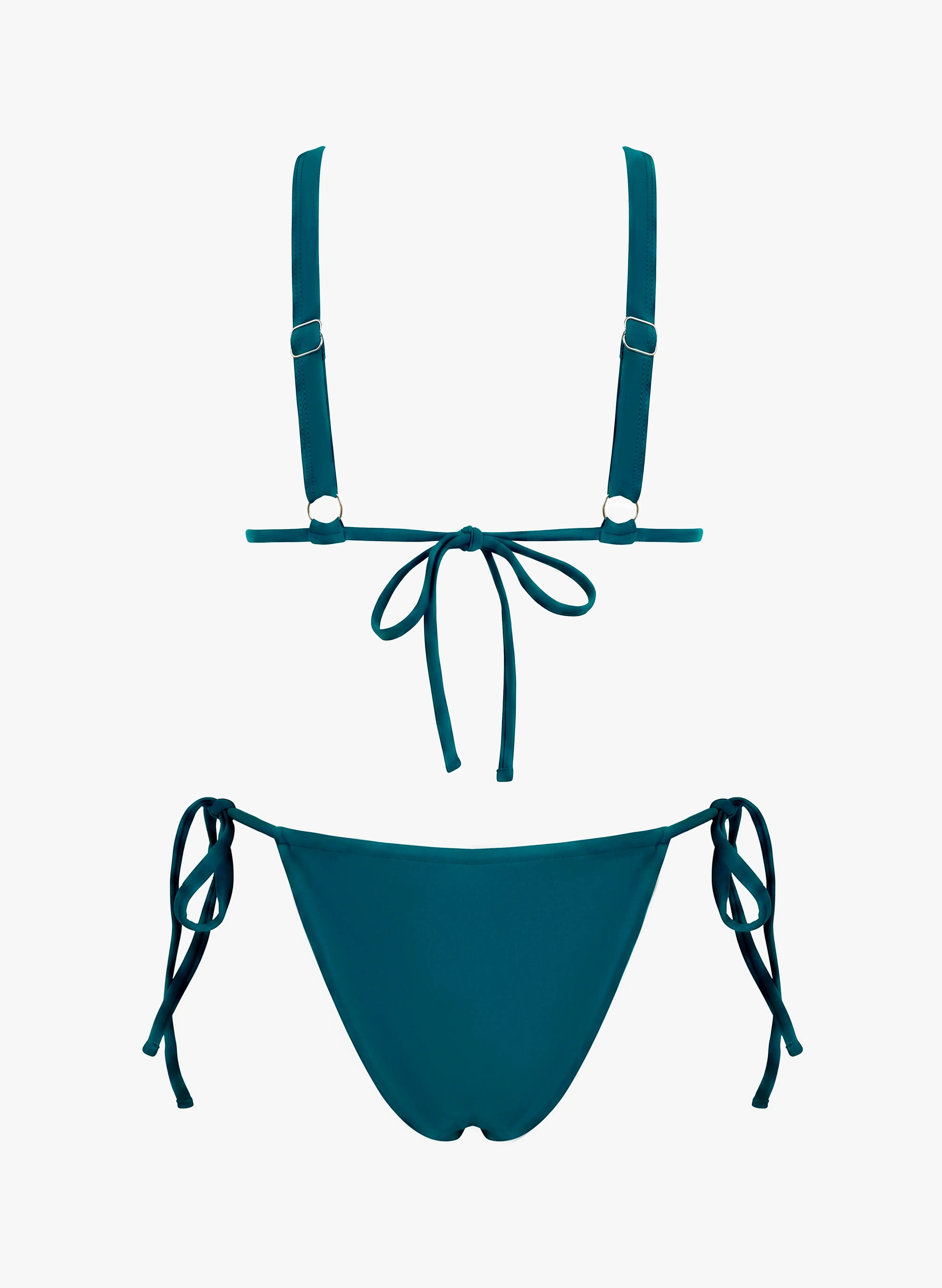 Santorini Gold O-Ring Wide Strap Bikini Set - Deep Green
