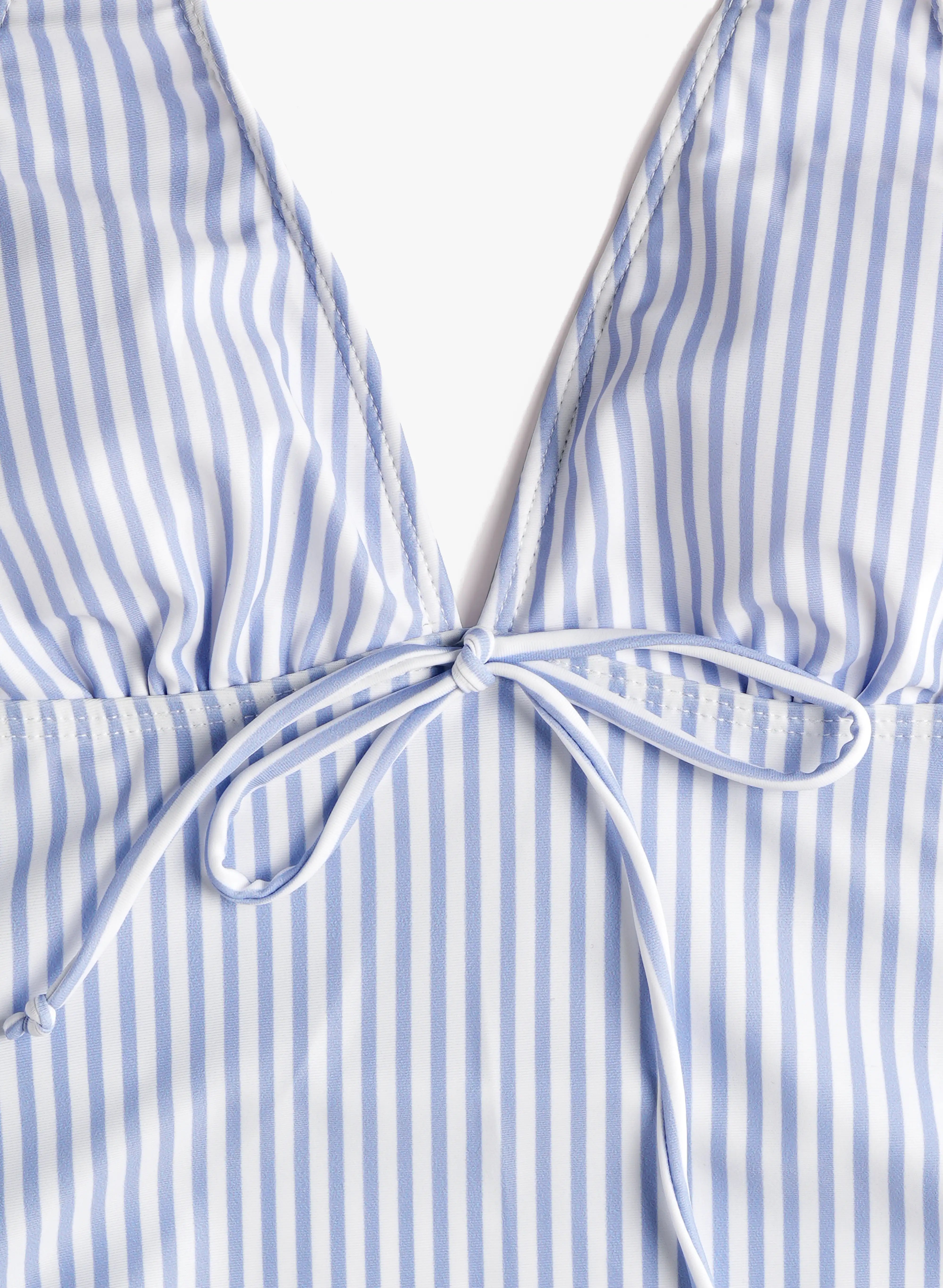 Santorini Stripe Halter  Tankini Set -  Blue & White