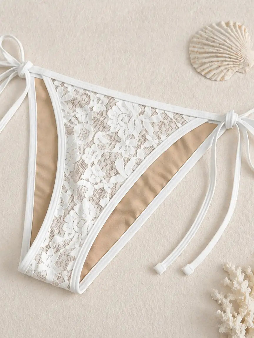 Santorini White Floral Lace Star Charm Two-Piece Bikini Set