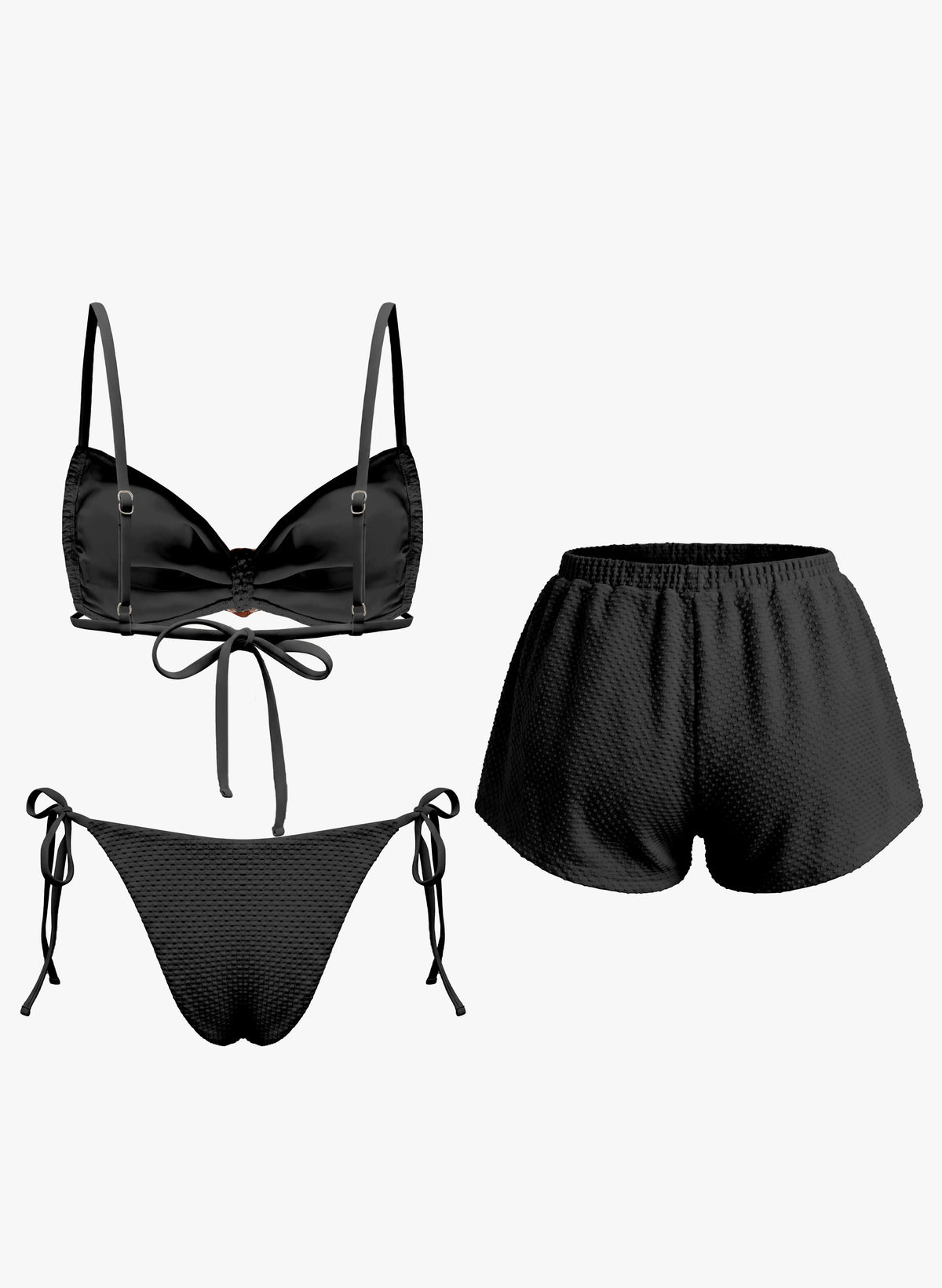 Seashell Decor Bikini Set with Matching Cover-Up Shorts