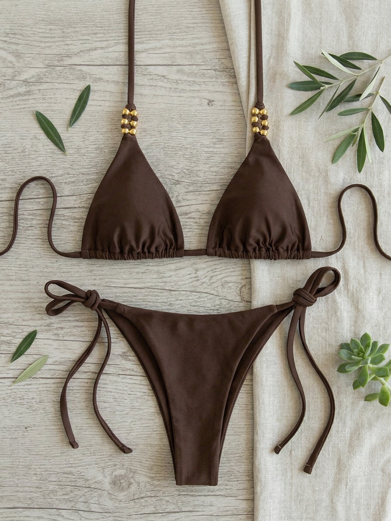  Spaghetti Strap Triangle Bikini Set | Beacheers