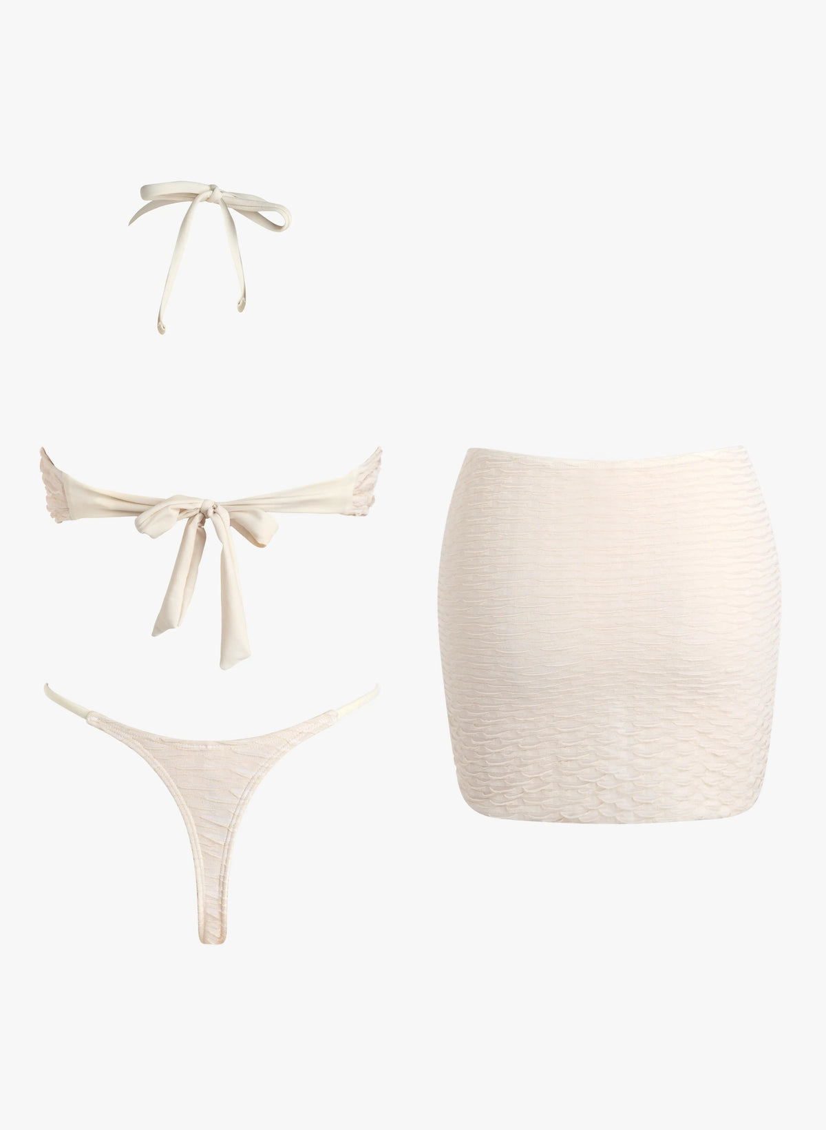 Textured 3-Piece Bikini Set with Starfish Decor and Beach Skirt | Beacheers