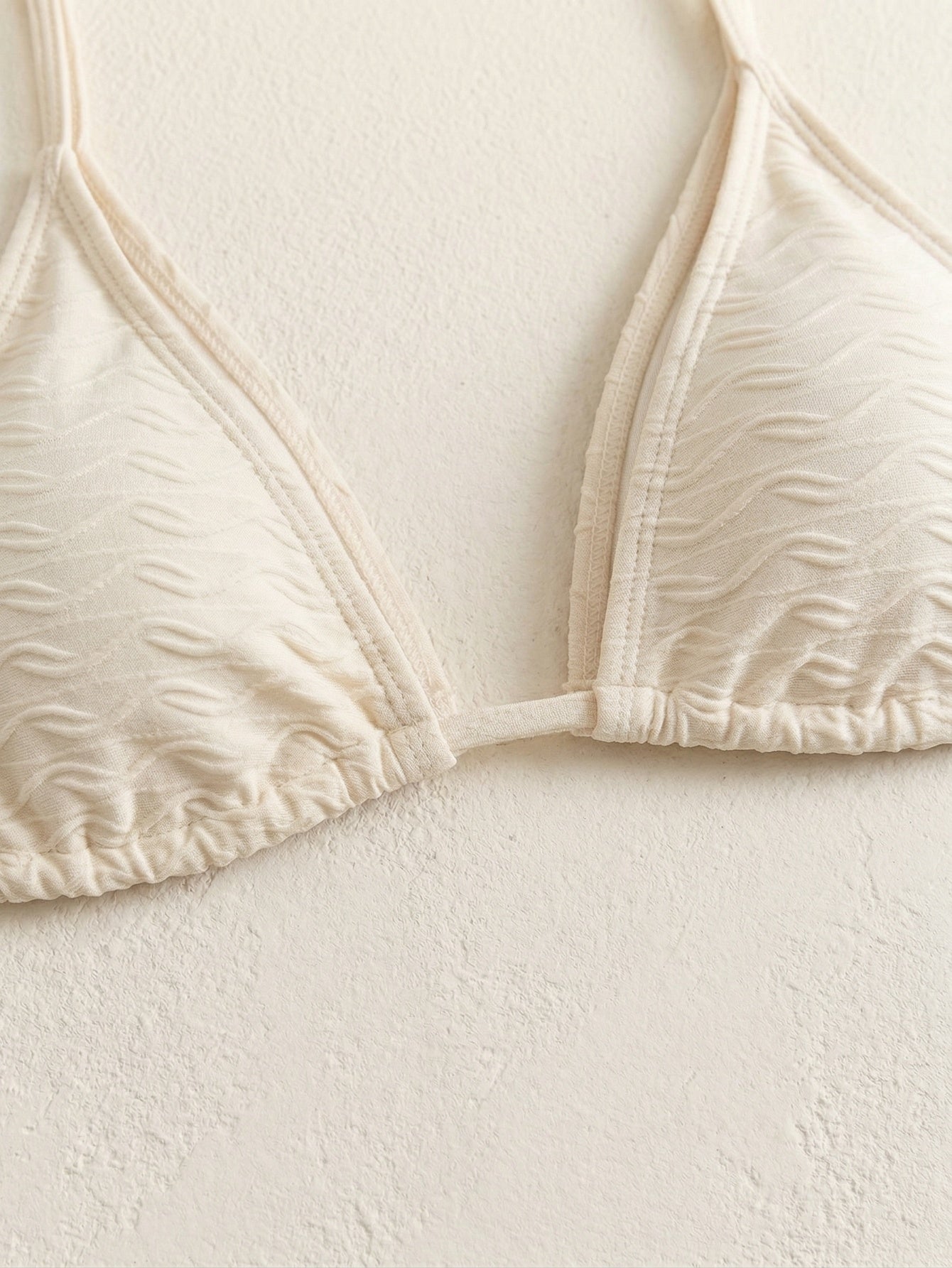 Textured Halter Triangle High Waisted Bikini Set | Beacheers